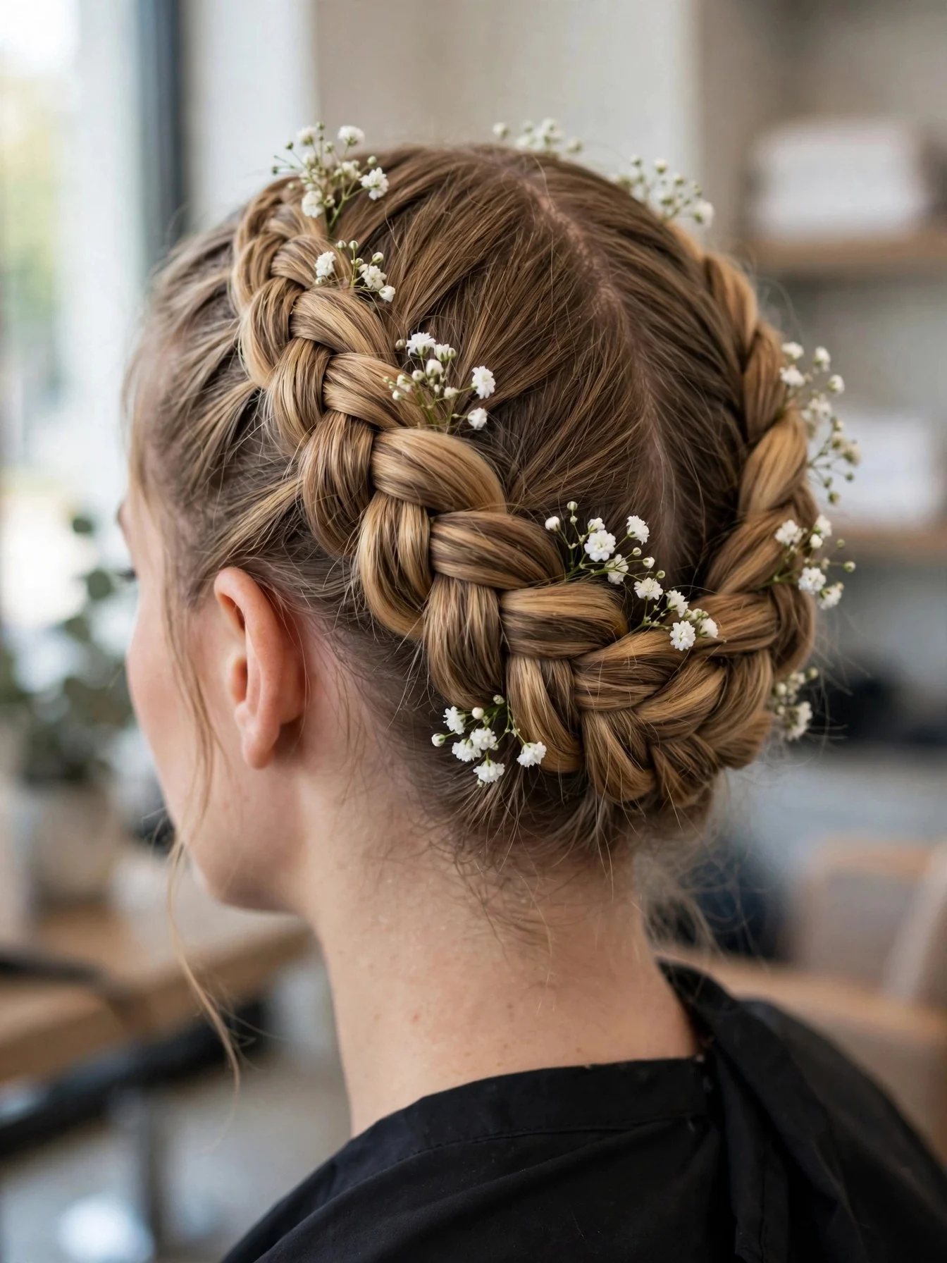 Halo Braid With Baby's Breath