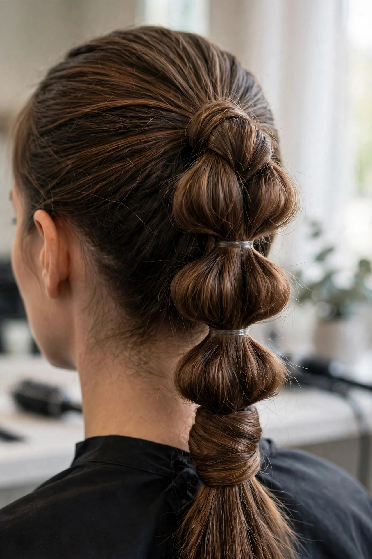 Bubble Braid Ponytail with Wrapped Base