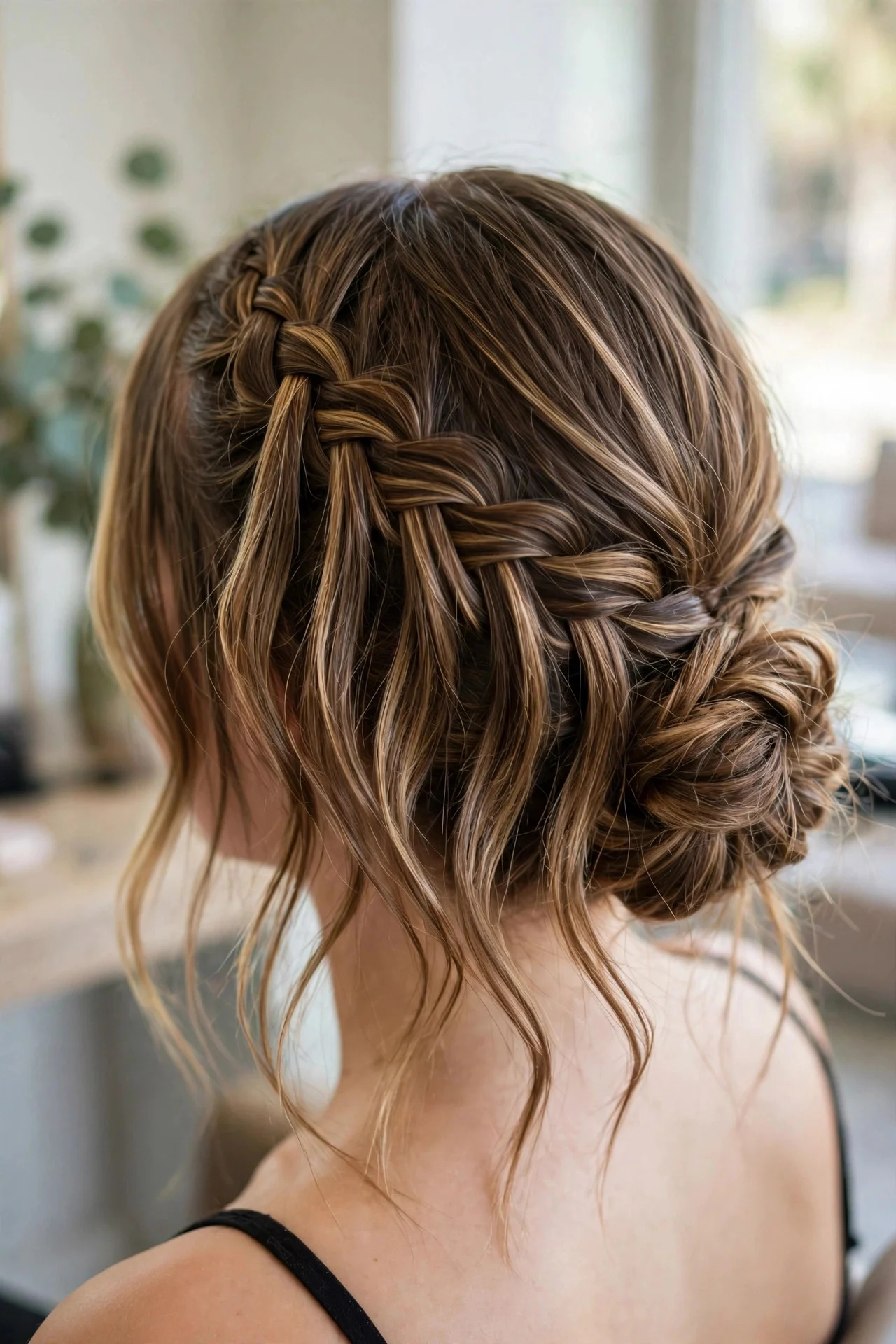 Waterfall Braid With a Side Bun