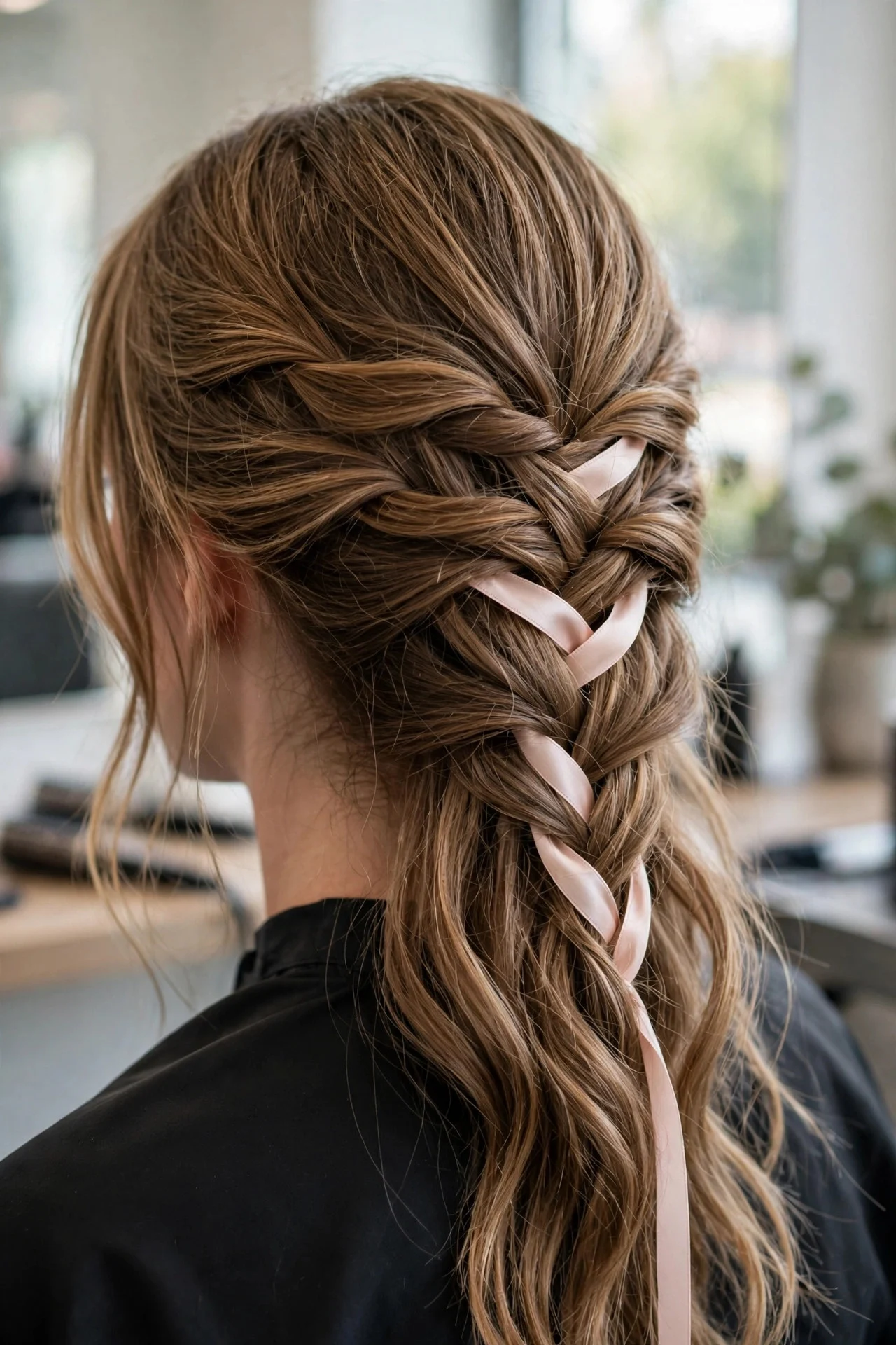 Waterfall Braid With Ribbon or Silk Thread