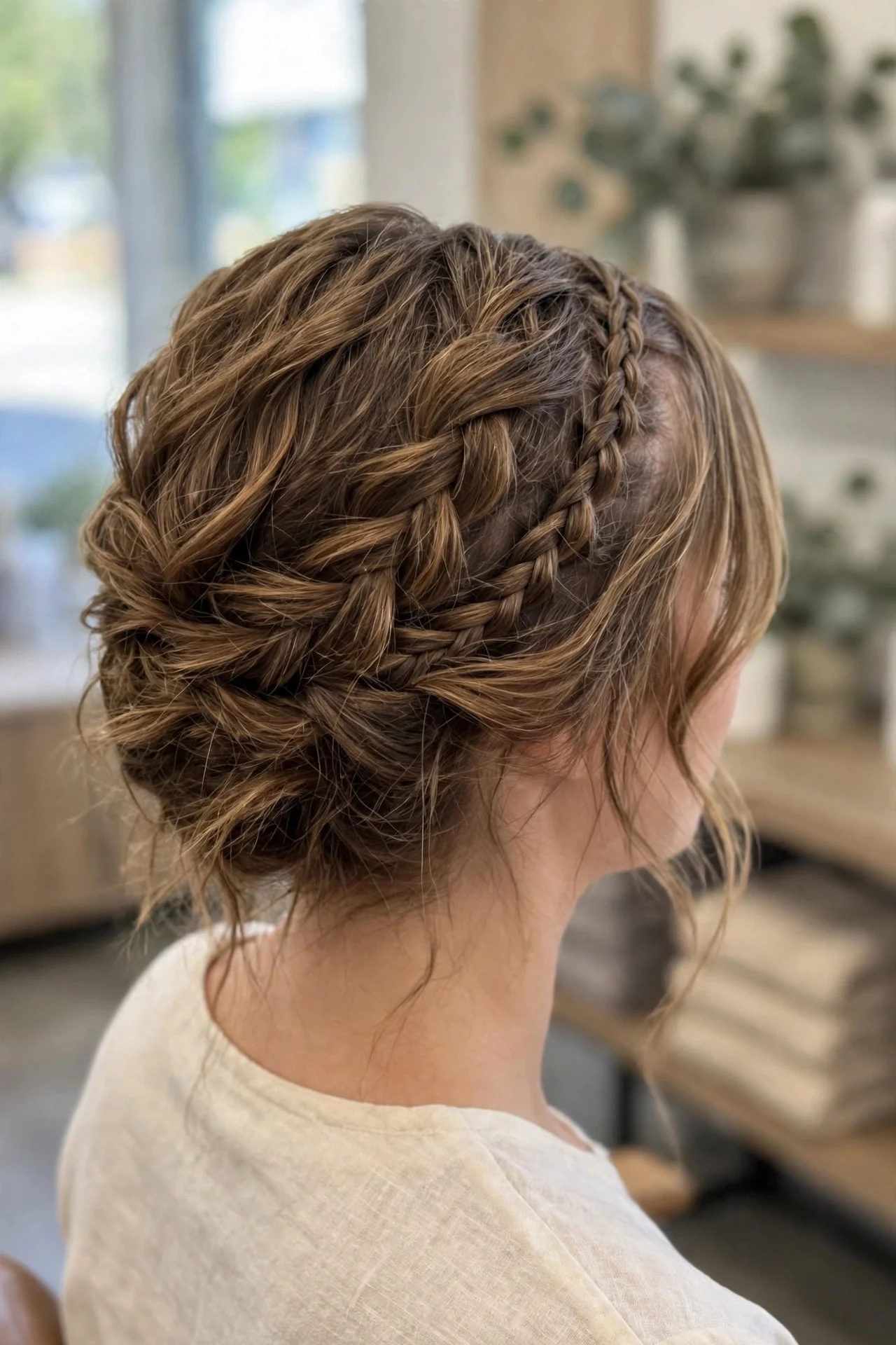 Textured Milkmaid with Braided Bangs