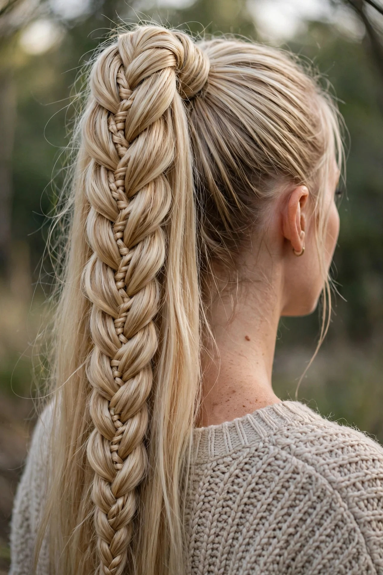 High Fishtail Braid Ponytail