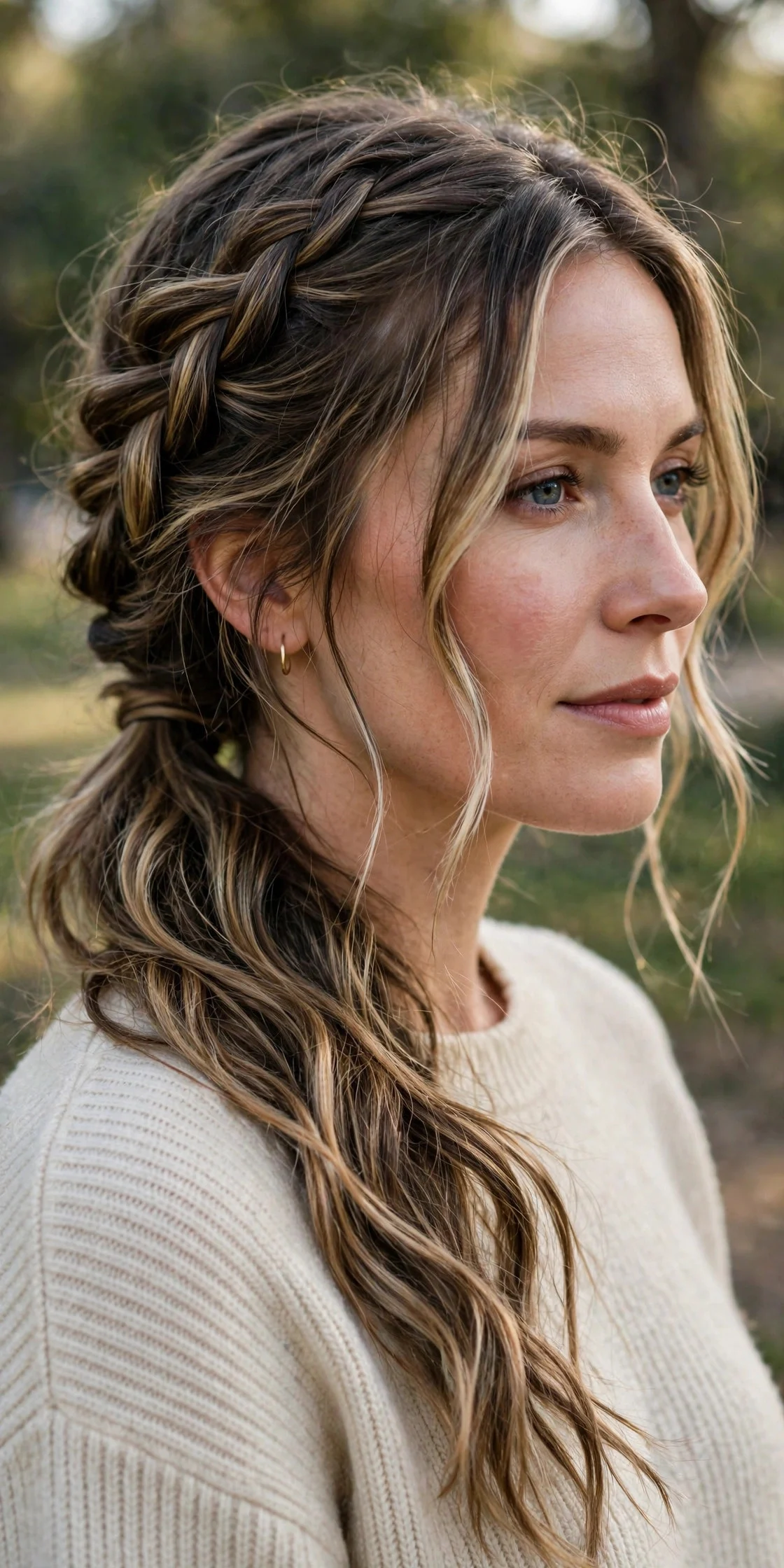 Side-Swept Braided Ponytail