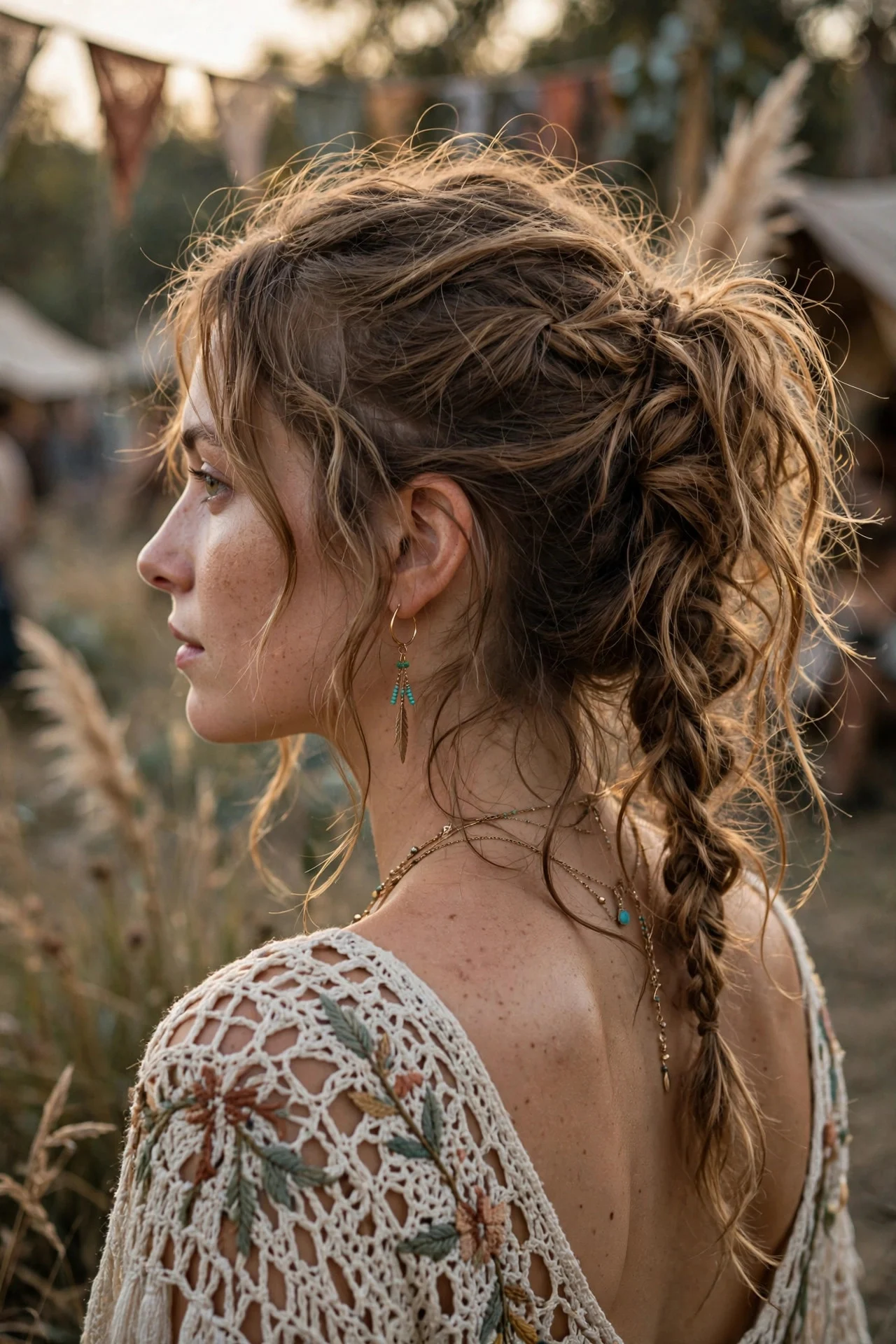 Messy Boho Braided Ponytail