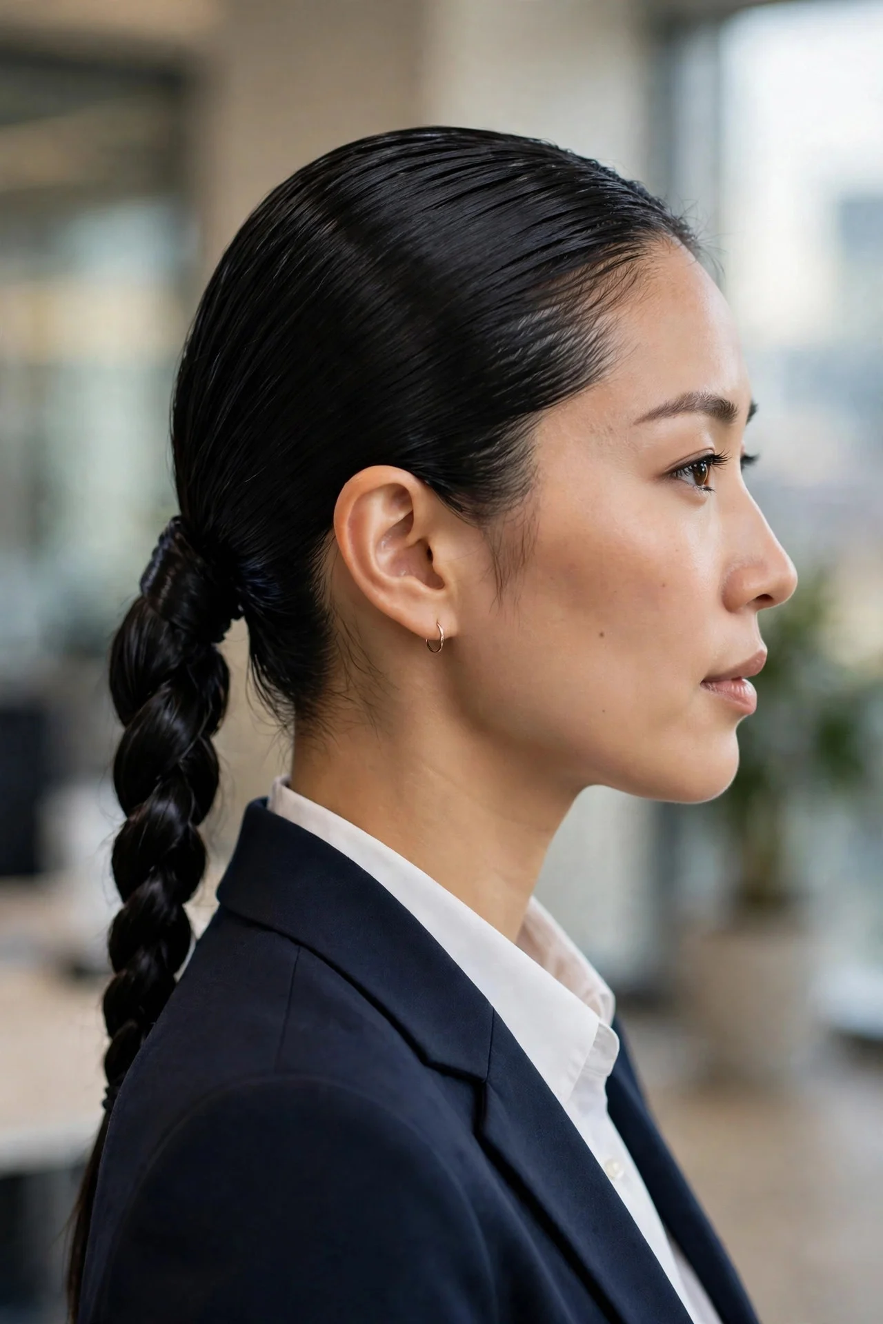Sleek Low Braided Ponytail