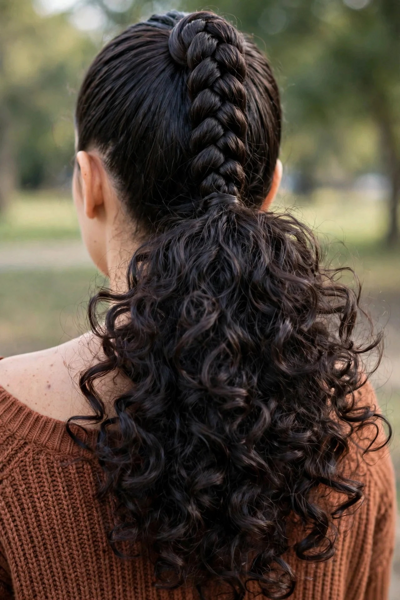 Braided Ponytail with Curly Ends