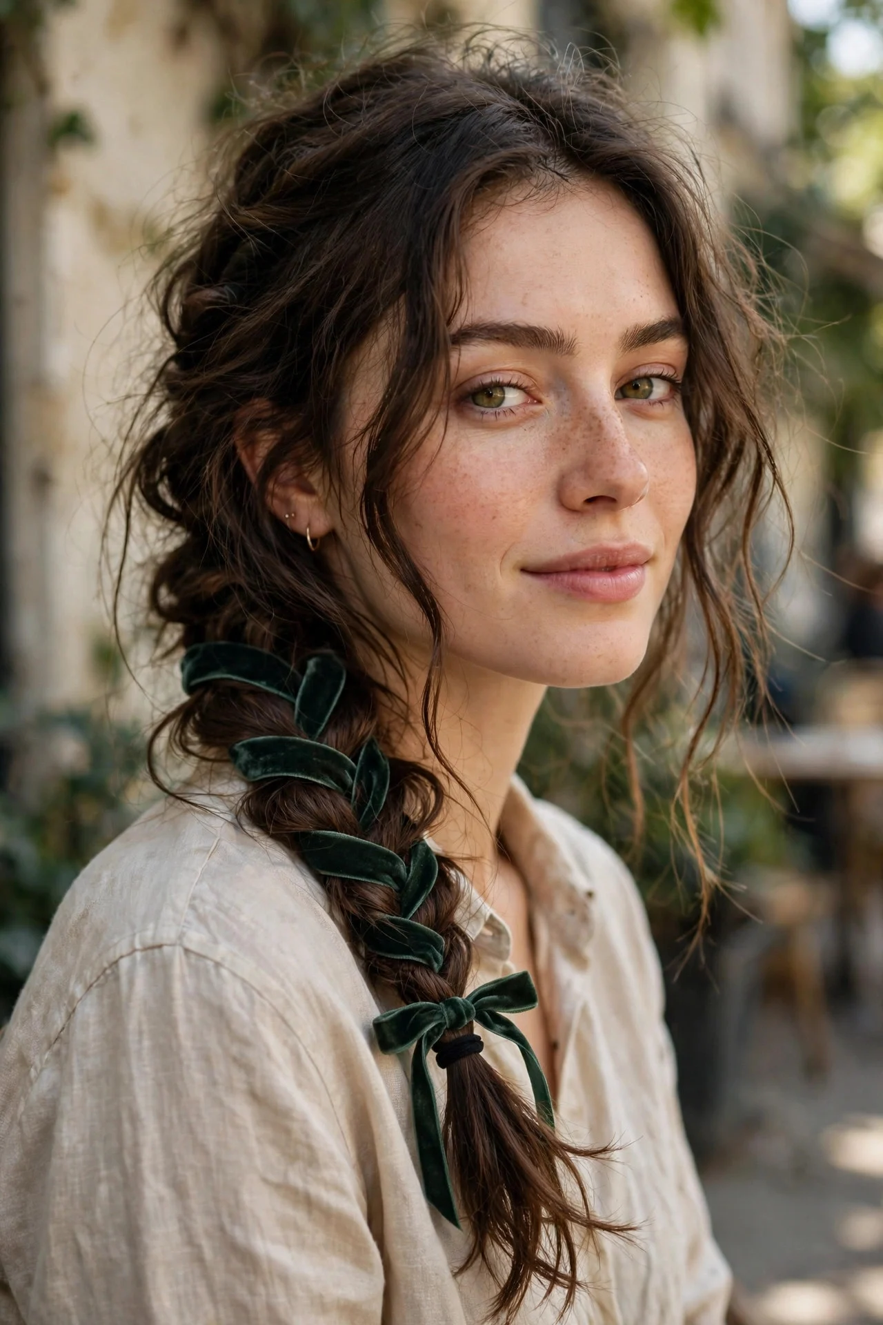 Messy Side Braid With Ribbon
