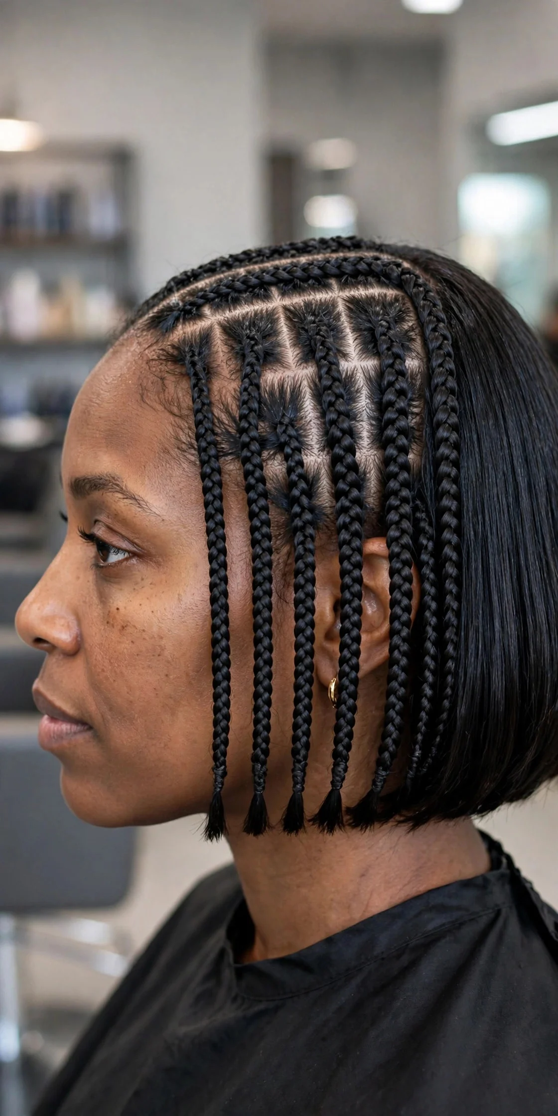 Chin-Length Stitch Braid Bob
