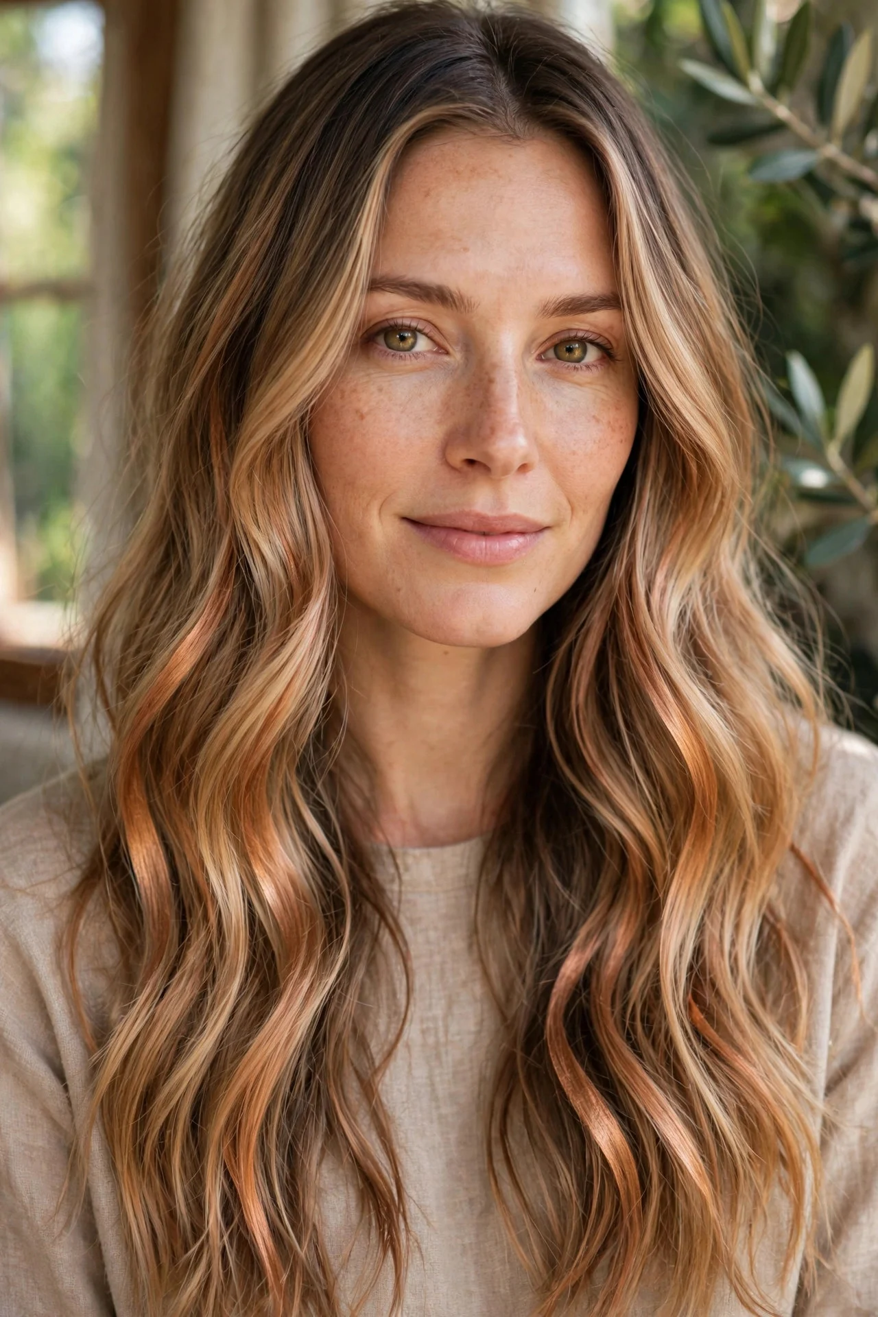 Soft Copper Blonde Balayage hair