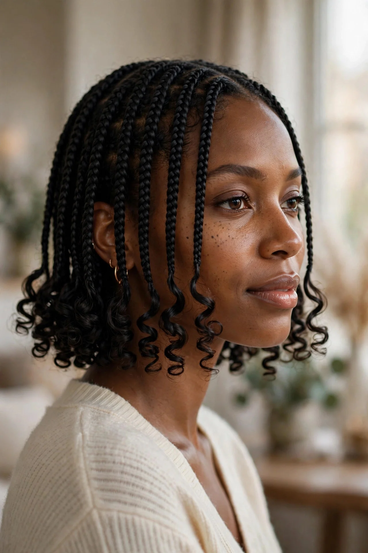Knotless Bob with Curled Ends