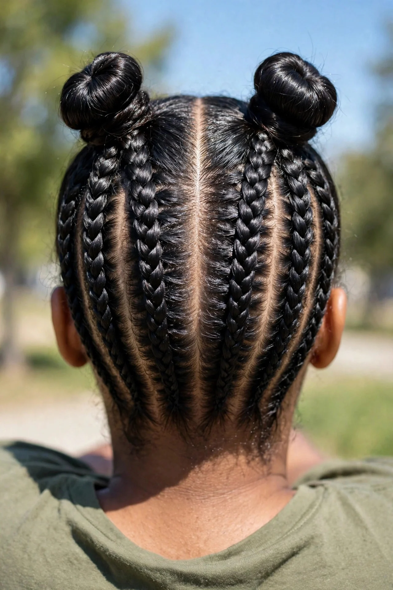 Cornrow-Fed Space Buns