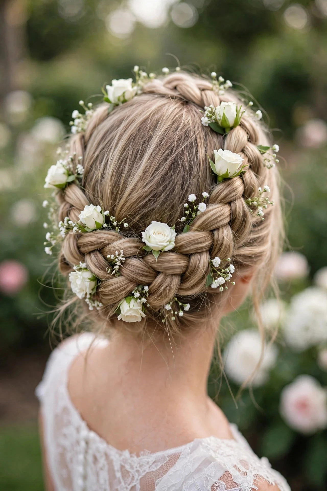 Flower-Woven Crown Braid