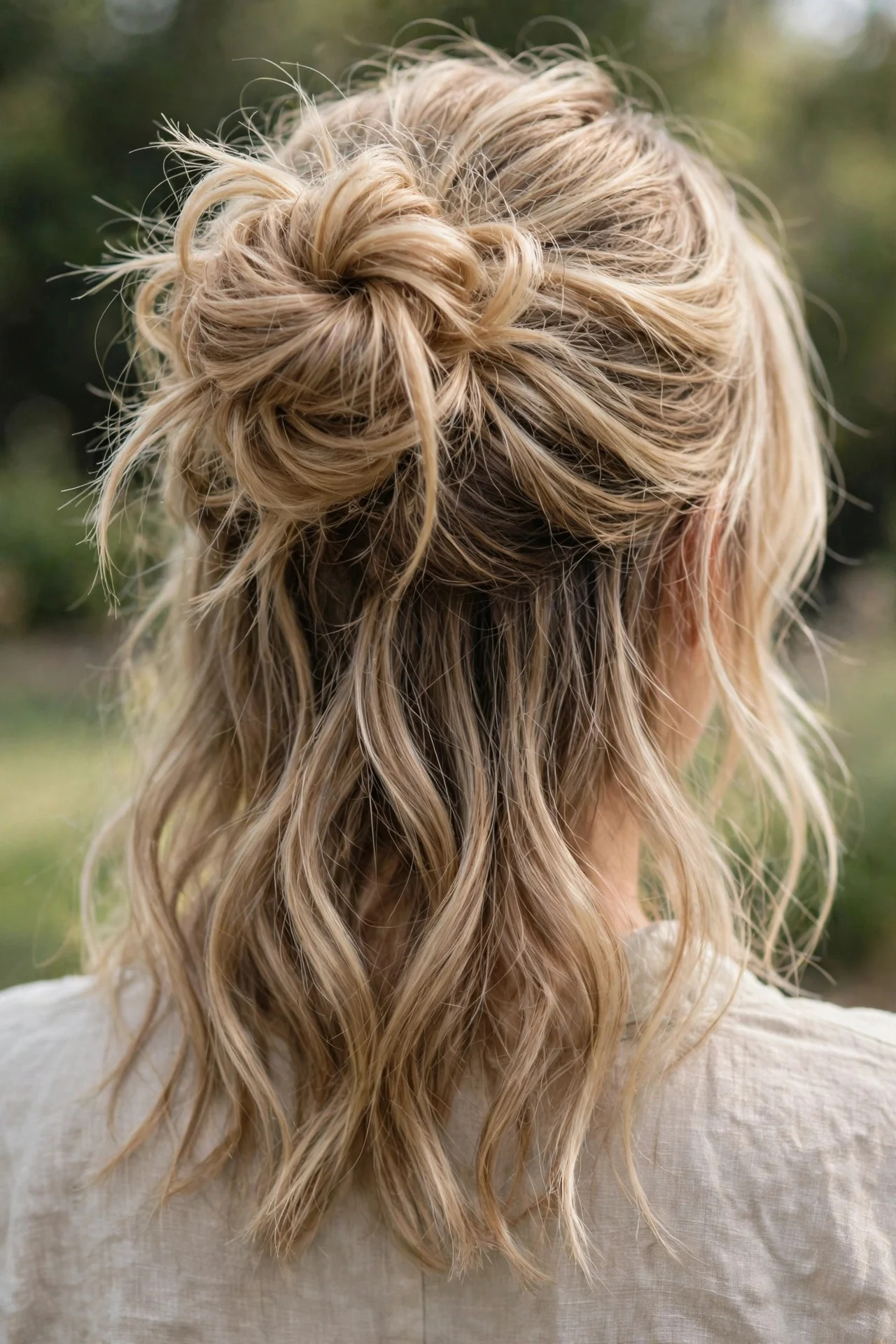 Half-Up Messy Bun
