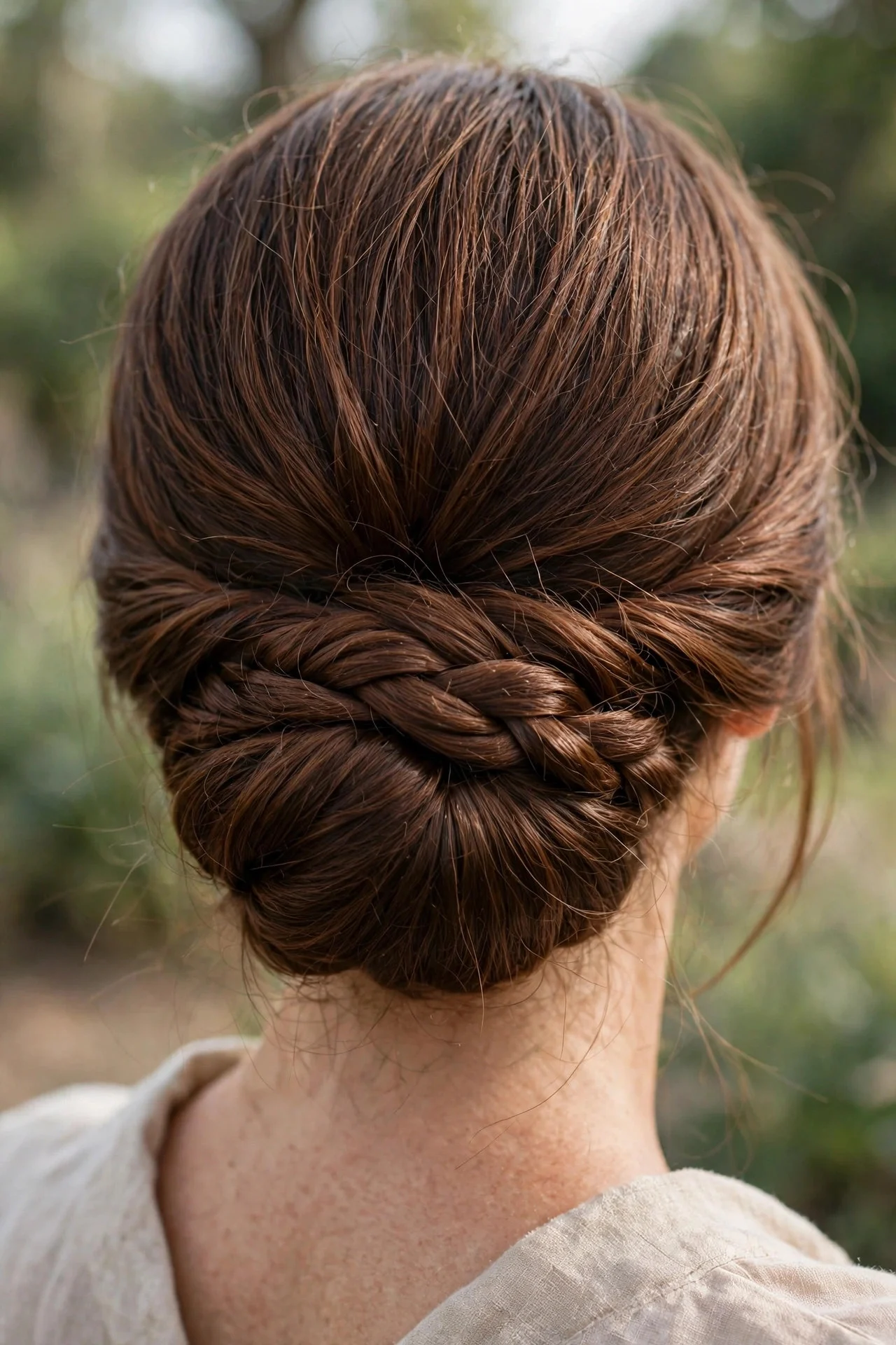 Low Chignon with Braided Accent