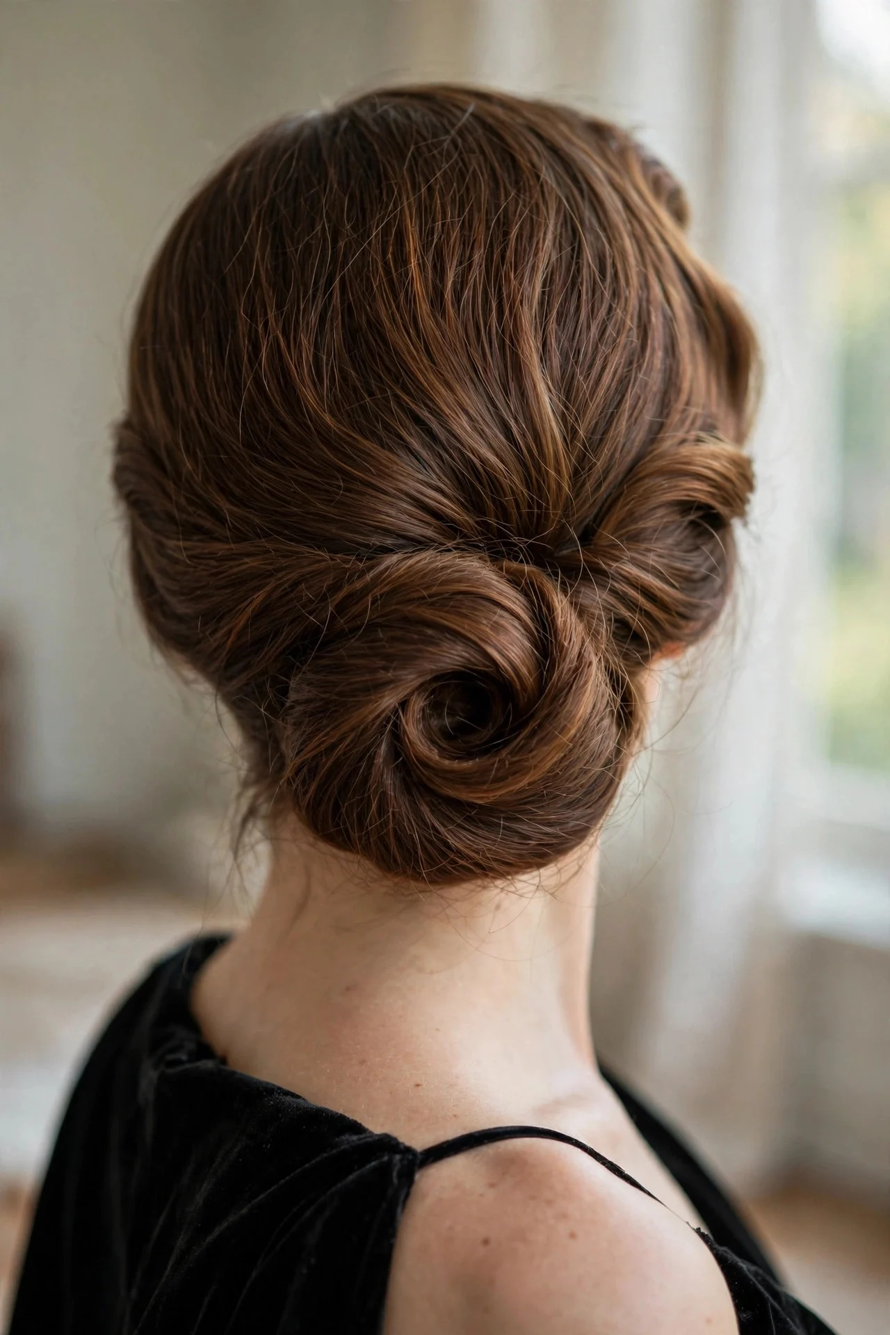 Vintage-Inspired Rolled Low Chignon