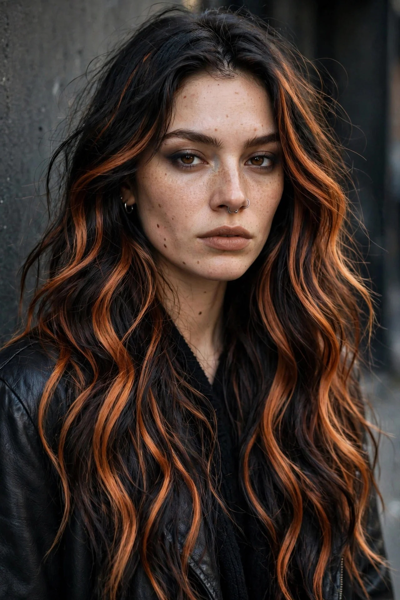 Copper Balayage With a Charred Root hair