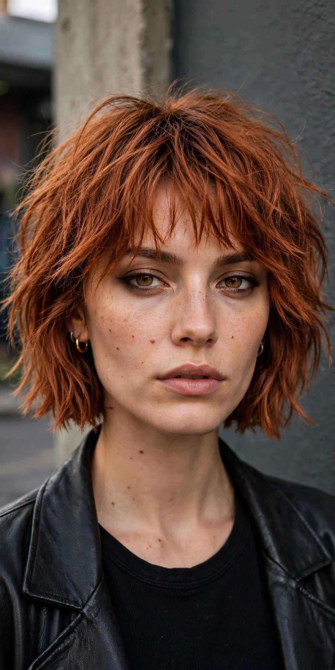 Choppy Copper Bob With Texture hair