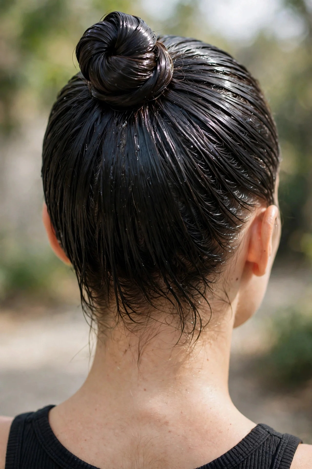 Wet-Look Sleek Top Knot