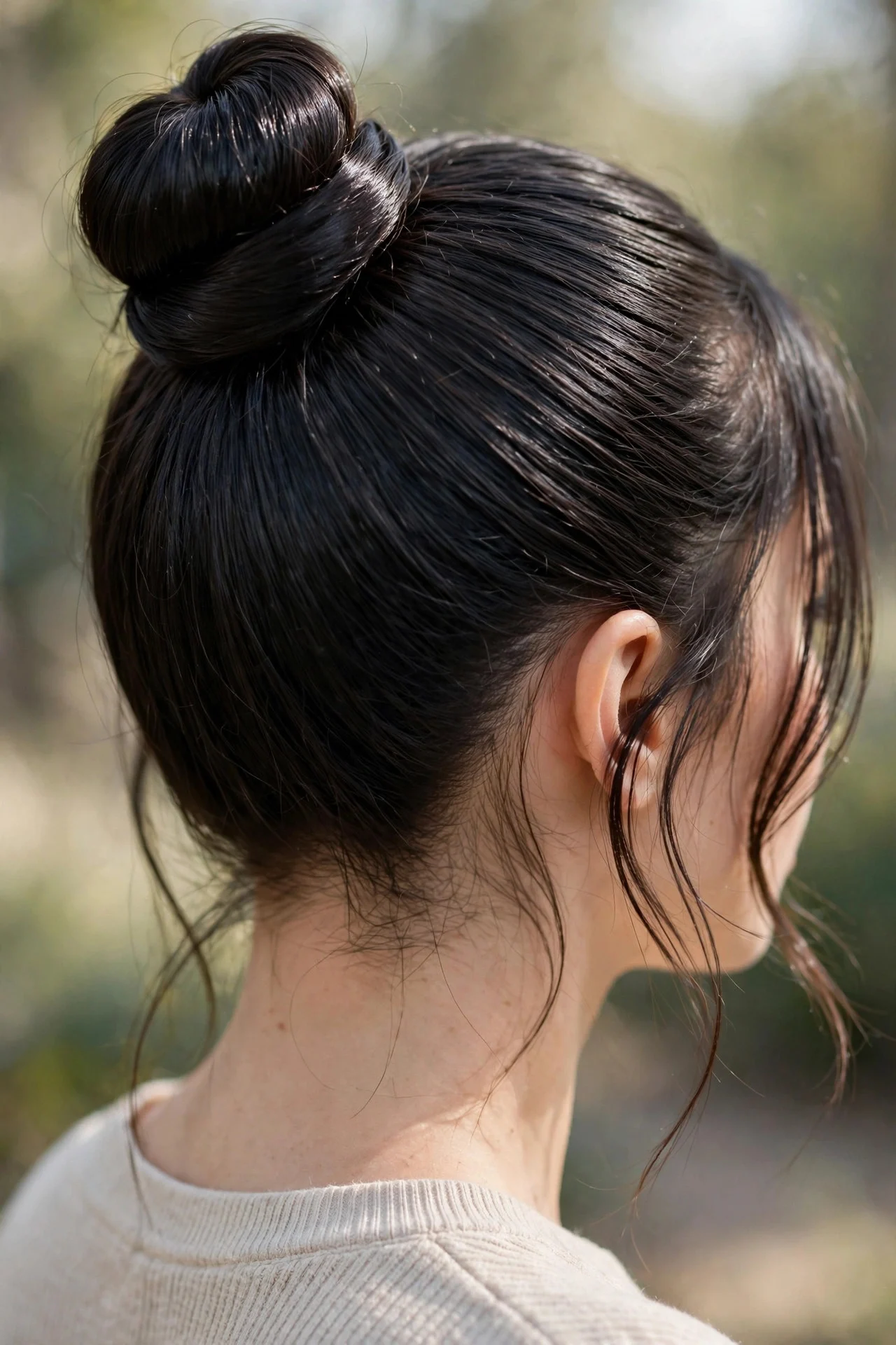 Sleek Top Knot with Face-Framing Pieces
