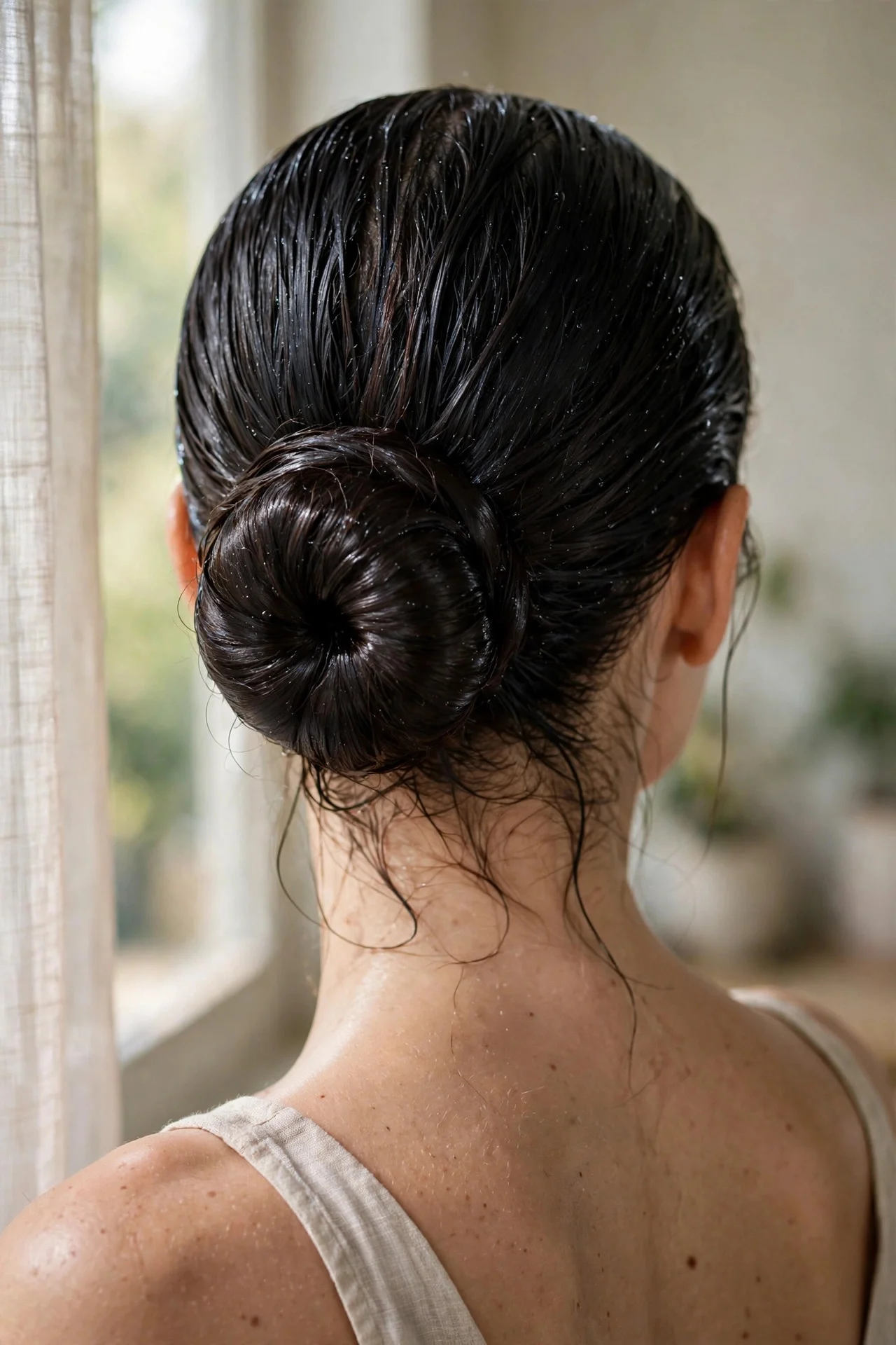 The Glossy Wet-Look Ballerina Bun