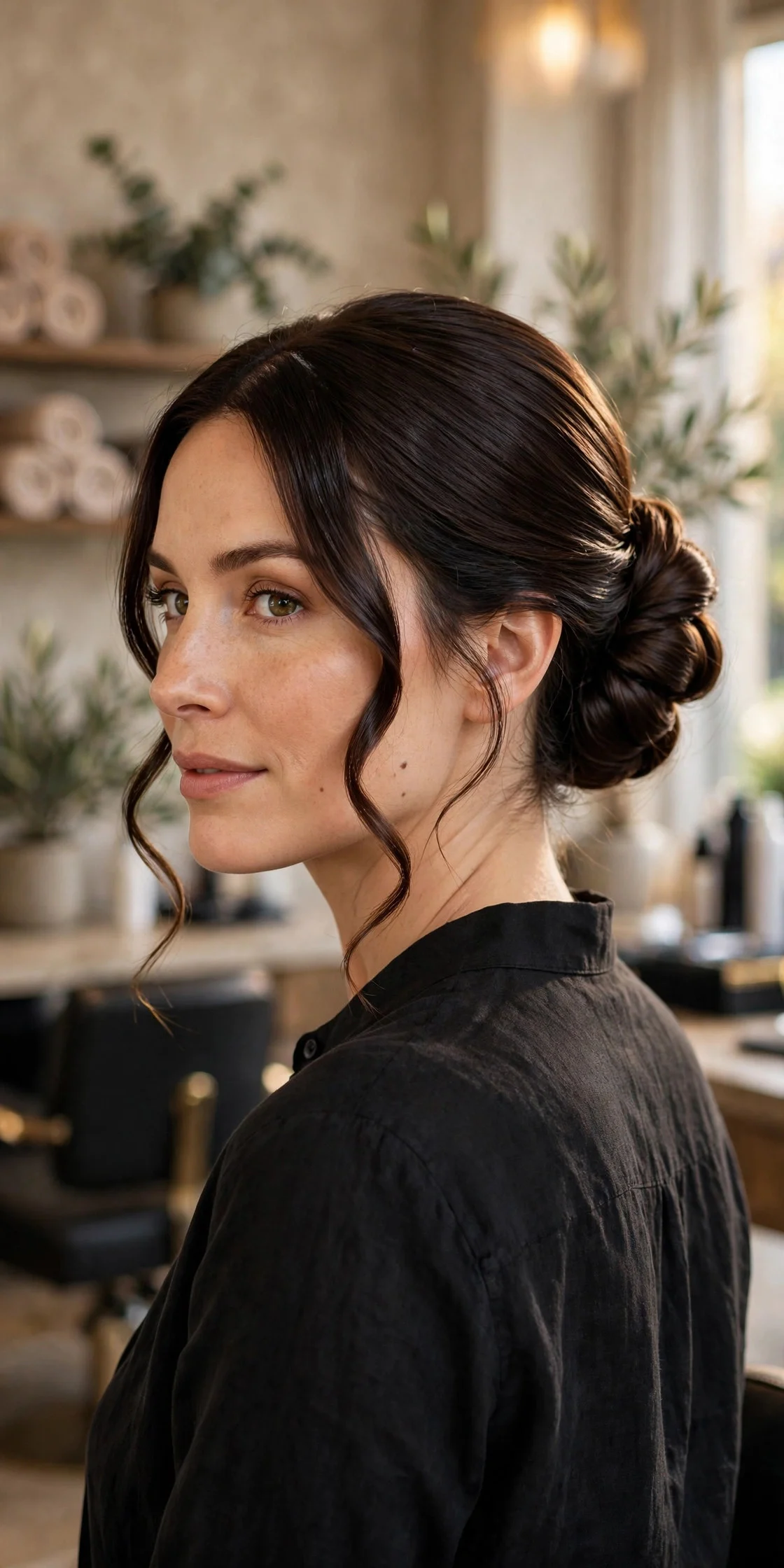 Loose Chignon with Face-Framing Strands