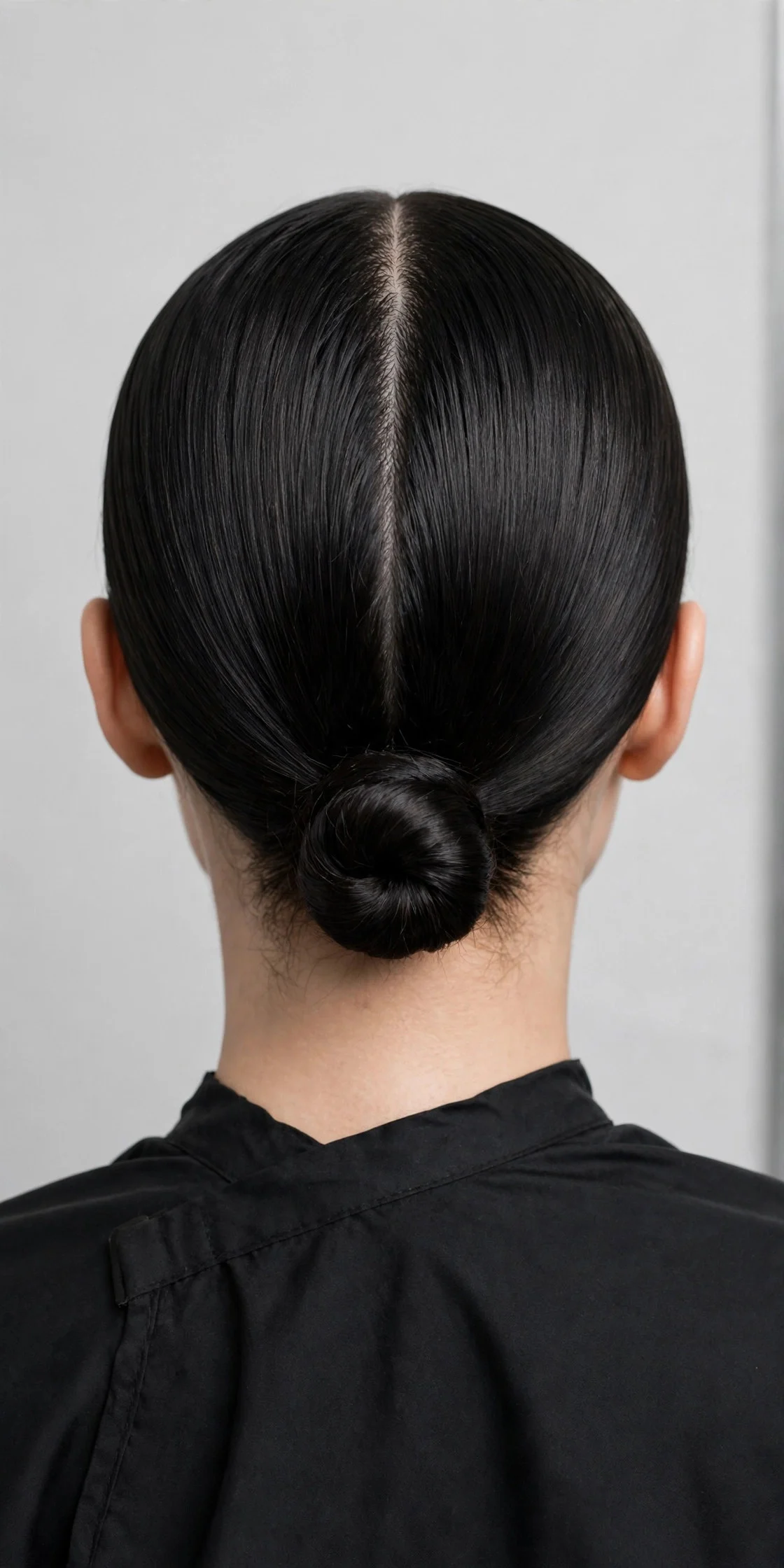 Minimalist Center-Part Low Bun