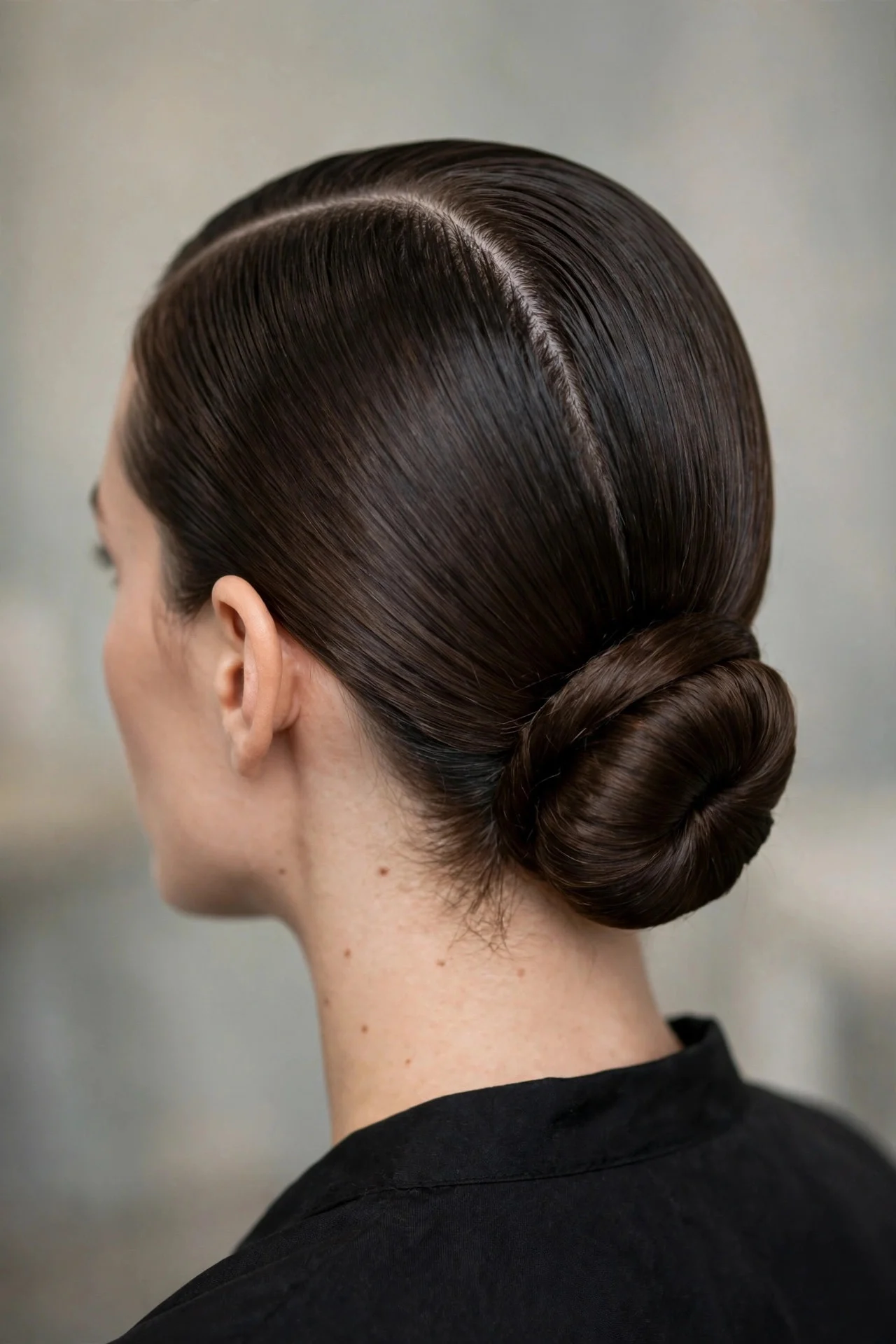 Classic Center-Part Slick Bun
