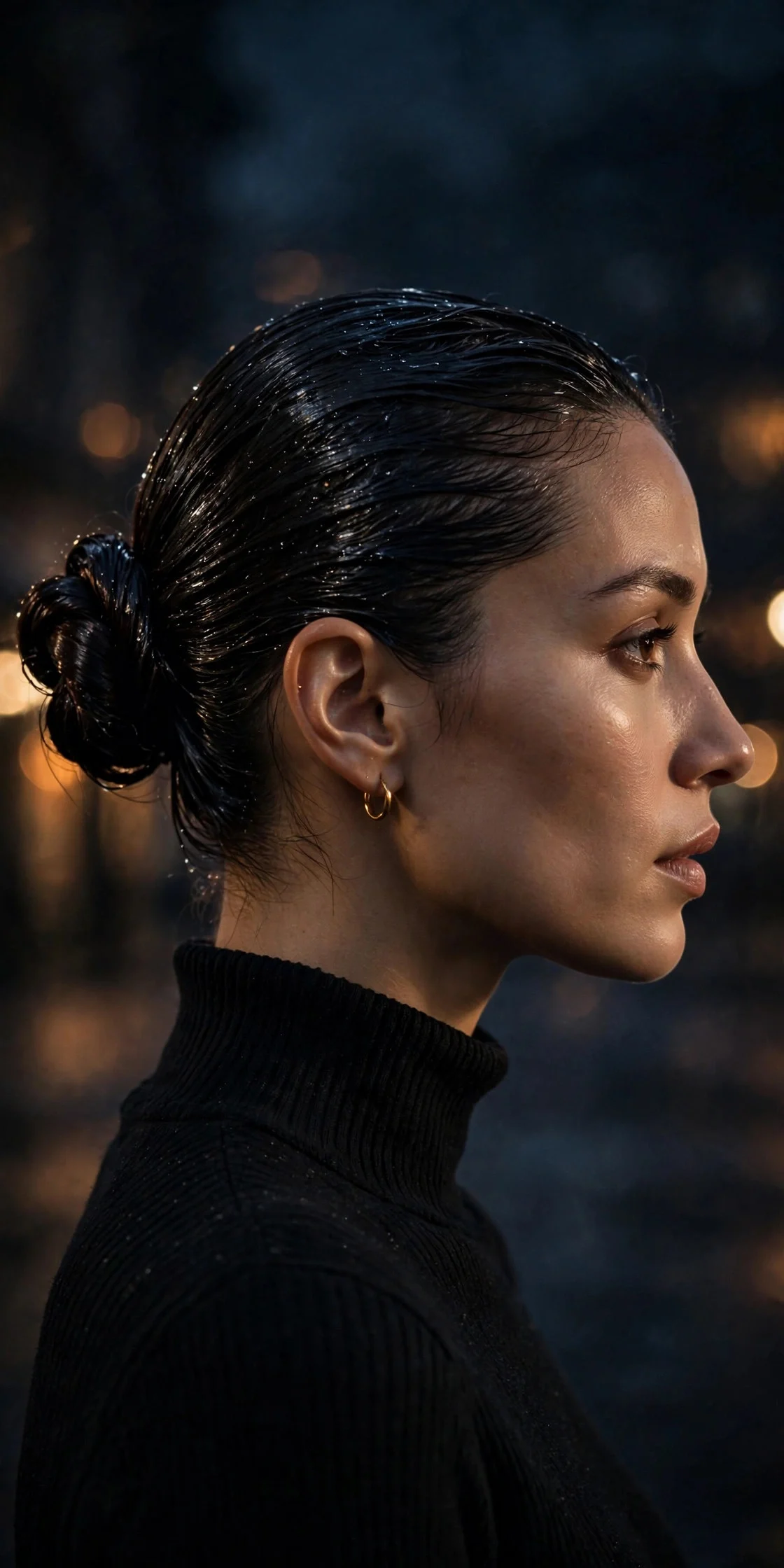 Wet-Look Slicked Bun