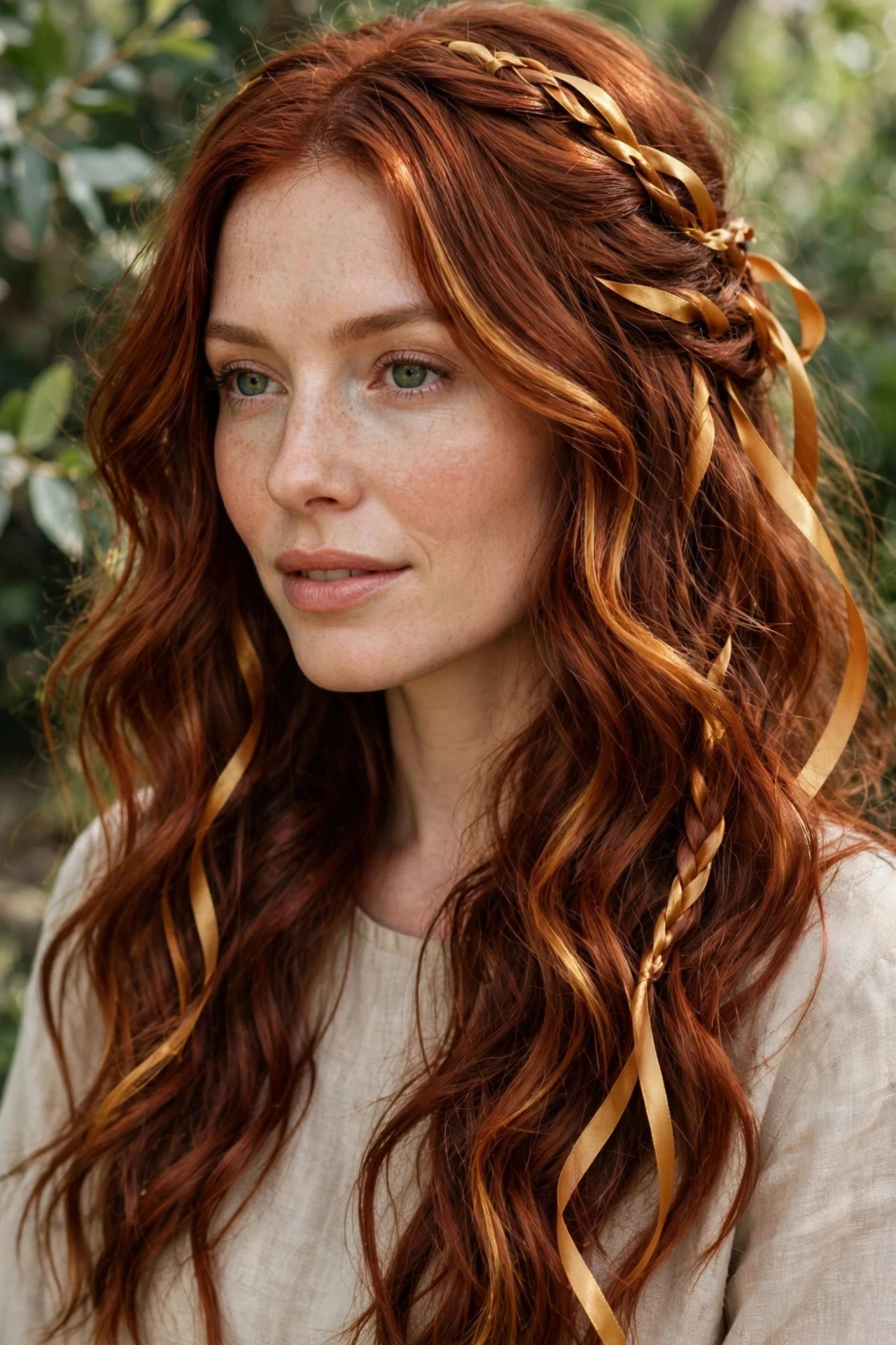 Deep Copper With Golden Ribbons hair