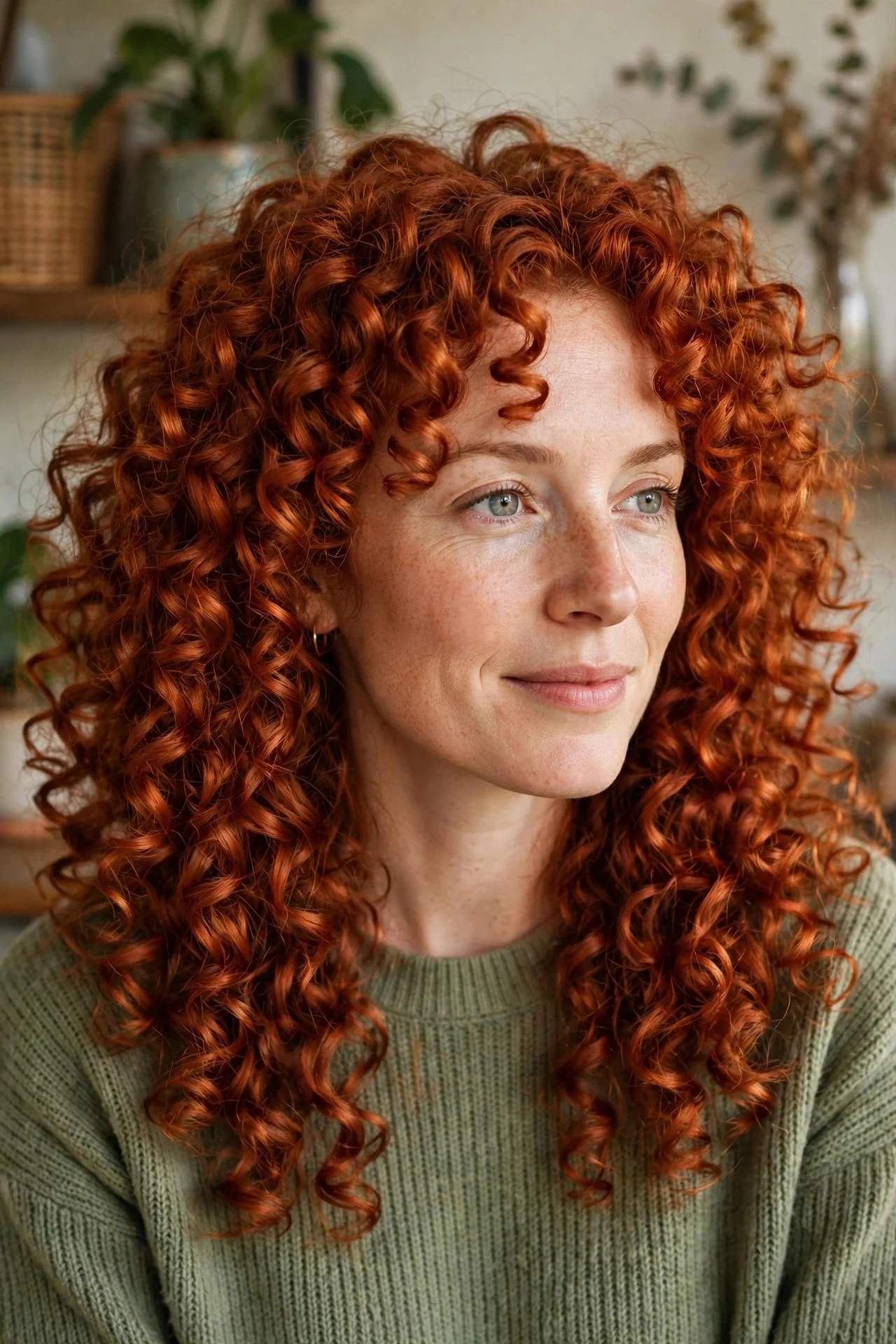 Rich Copper on Curly Hair hair