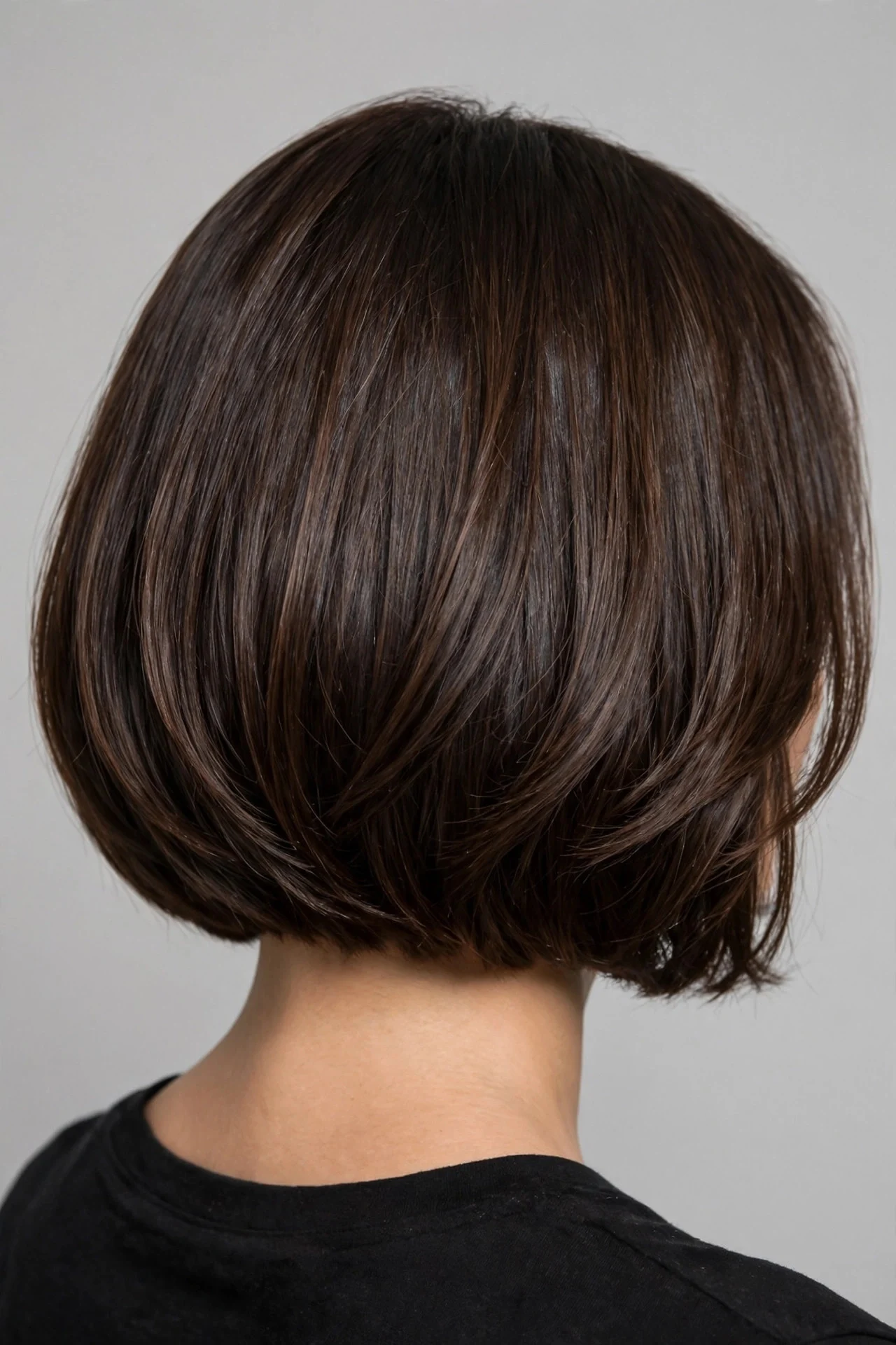 Espresso Brown Bob with Shine Line Layers