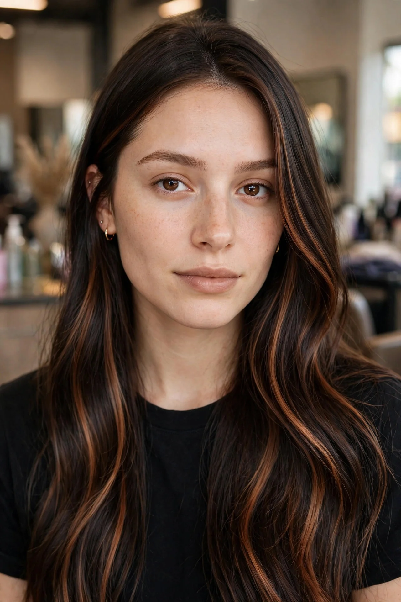 Espresso Brown with Copper Balayage Ribbons
