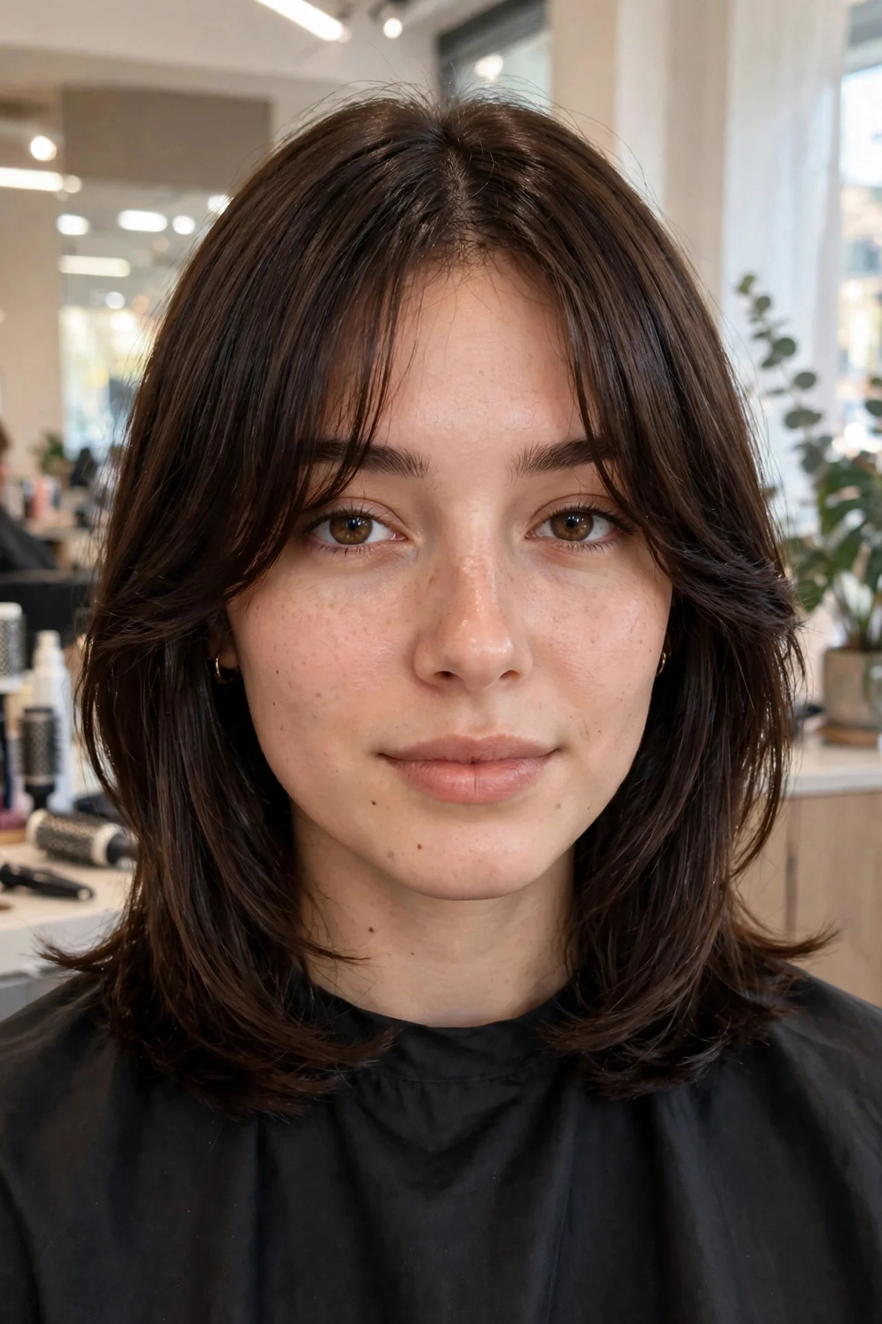 Espresso Lob with Curtain Bangs