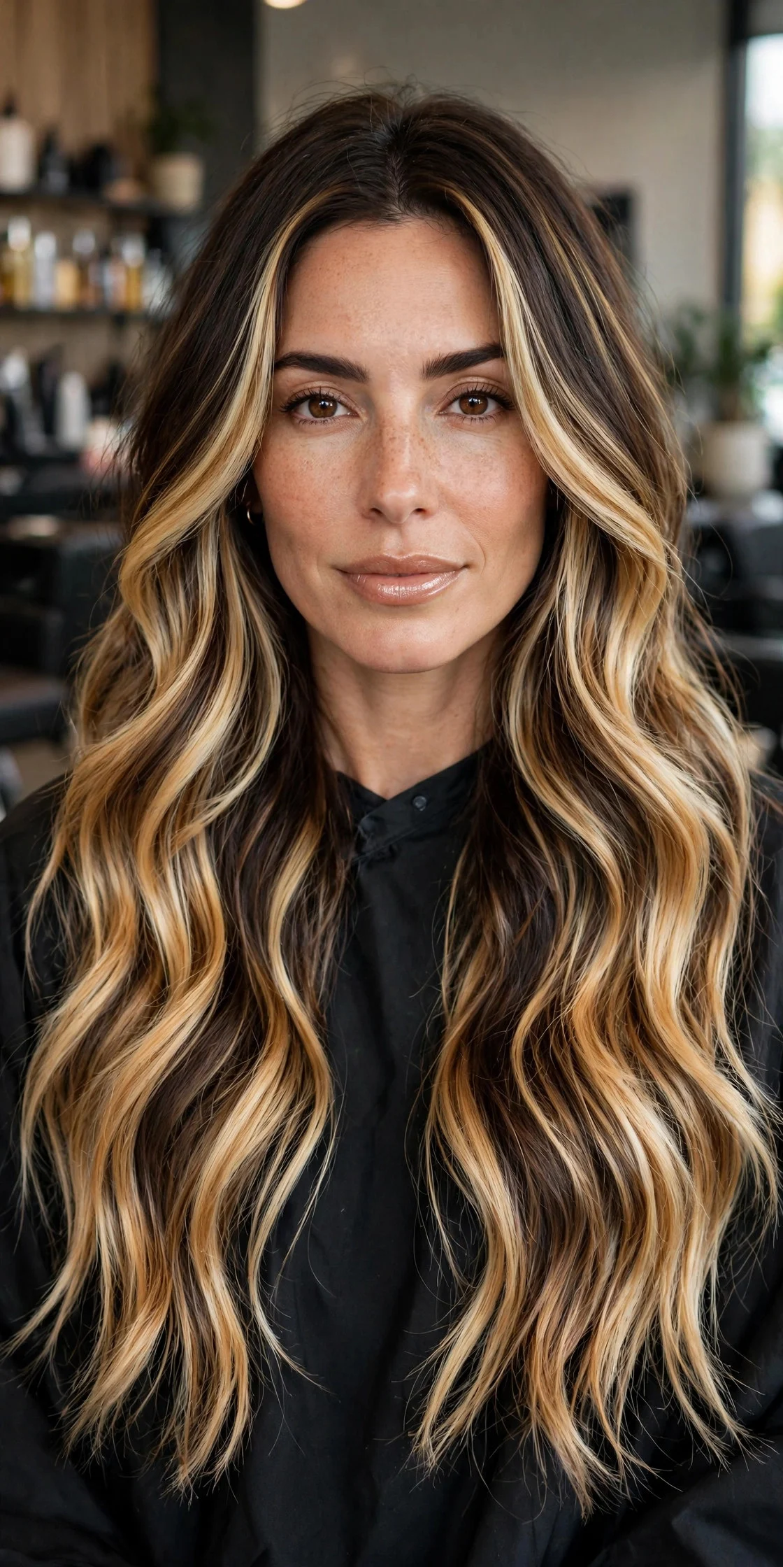 Honey Blonde Balayage on Dark Brown Hair
