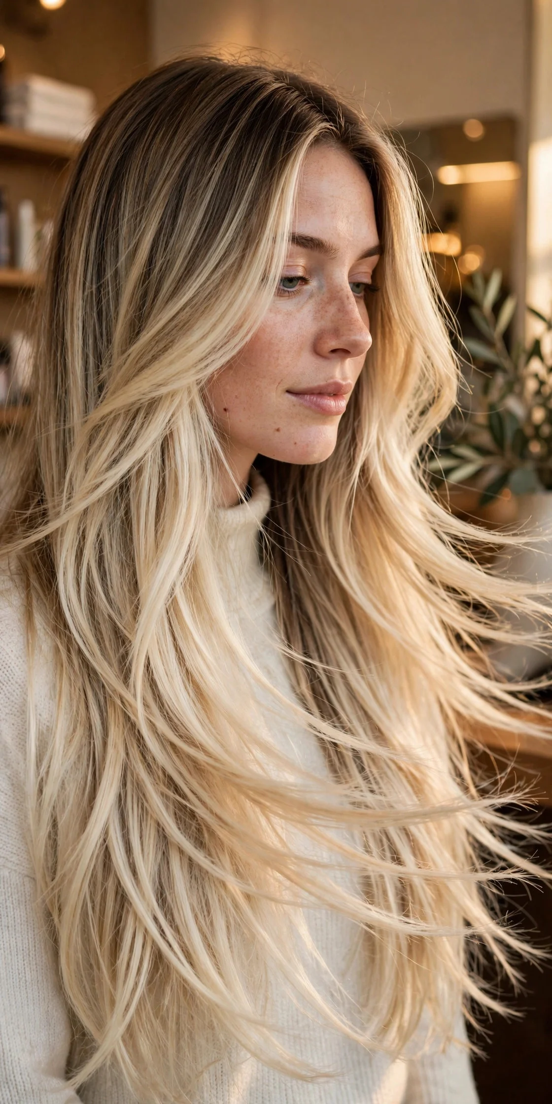 Vanilla Blonde Melt on Long Layers