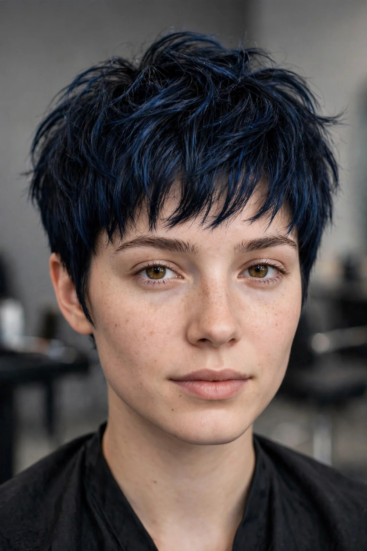 Blue Black Pixie Cut