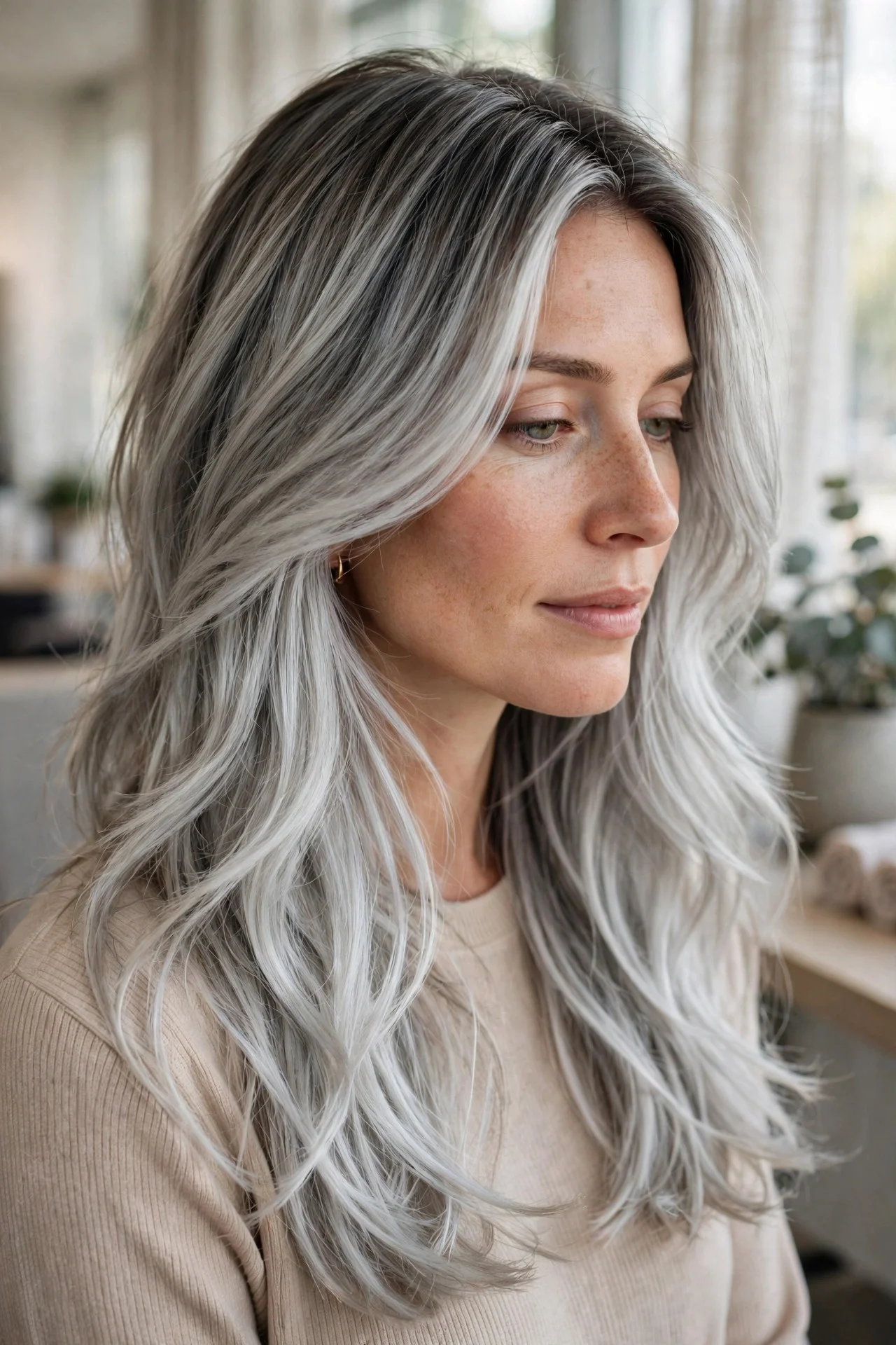Silver Gray Shadow Root