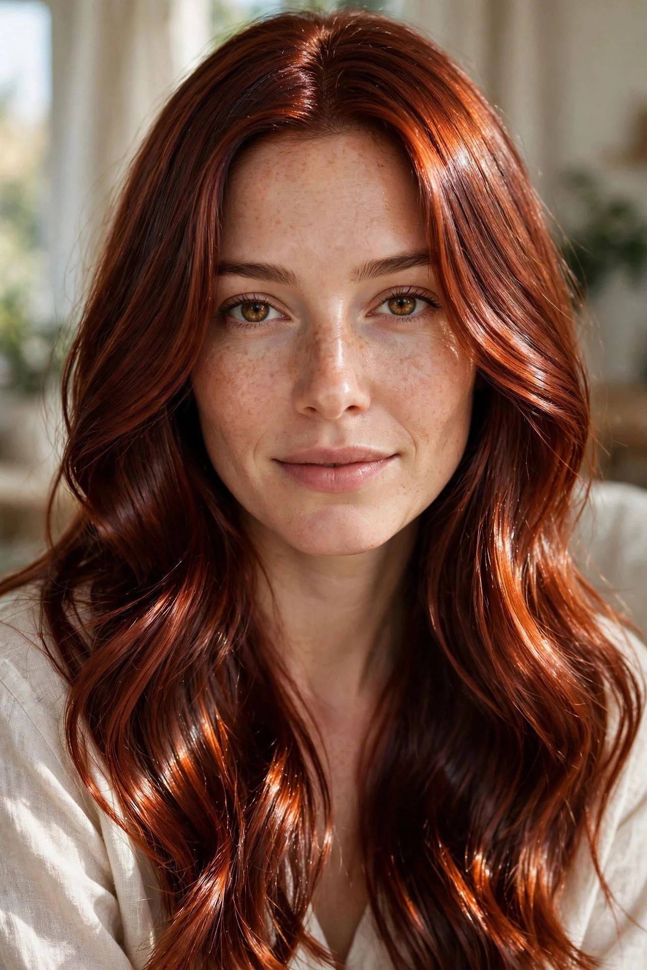 Copper Gloss Over a Deep Auburn Base hair