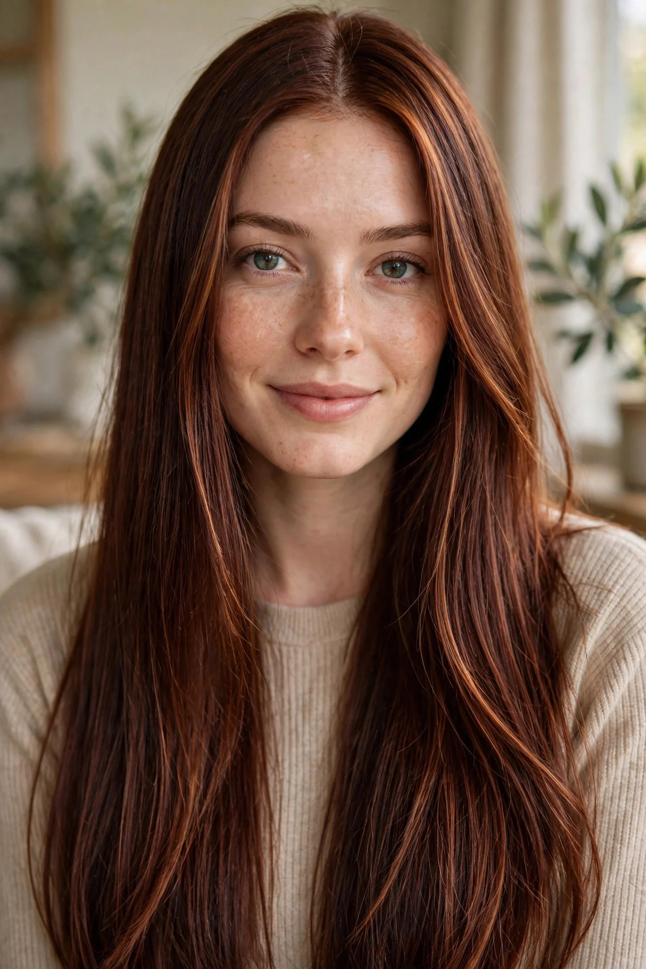 Fine Copper Highlights Over Auburn hair