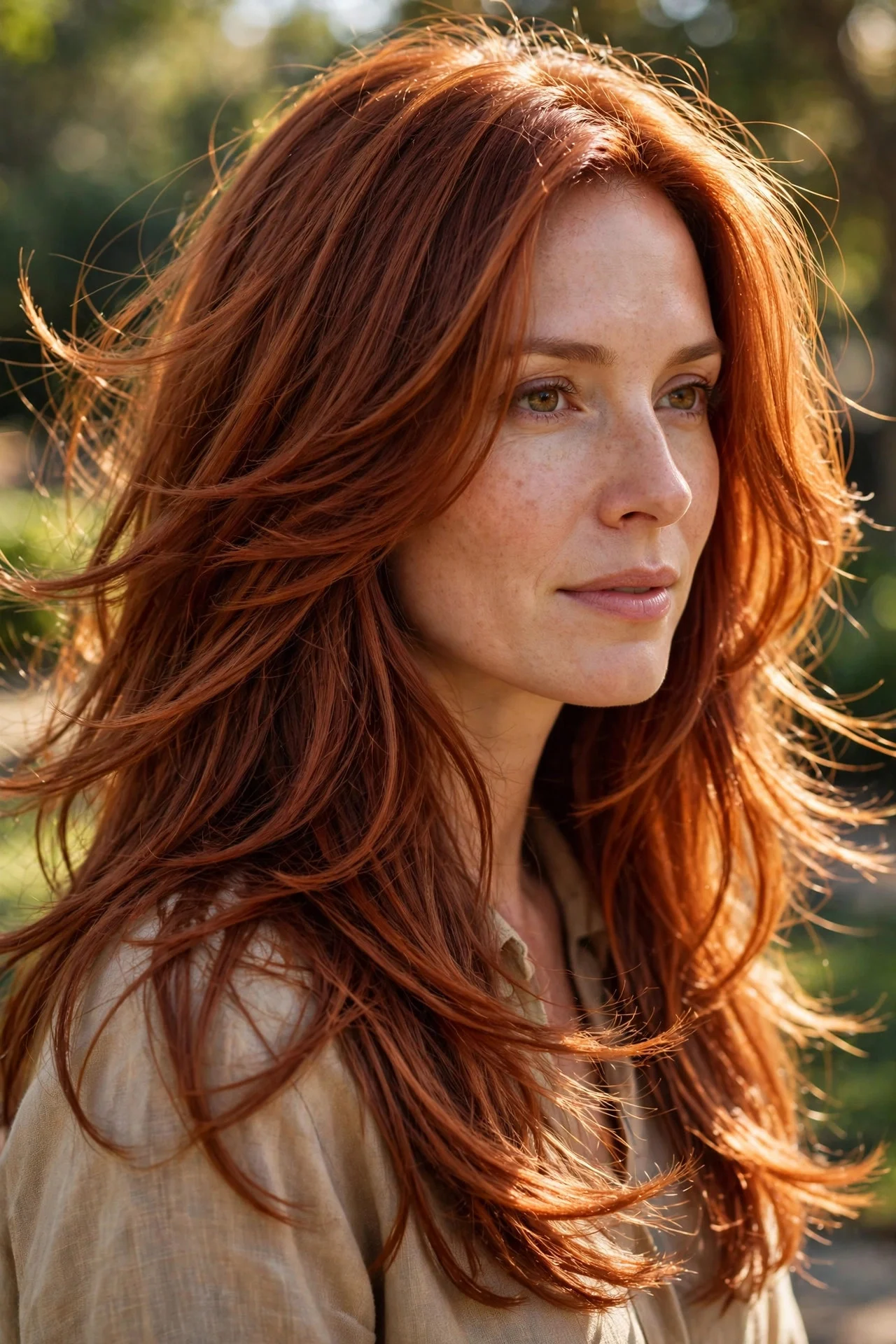 Auburn Copper on Long Layers hair