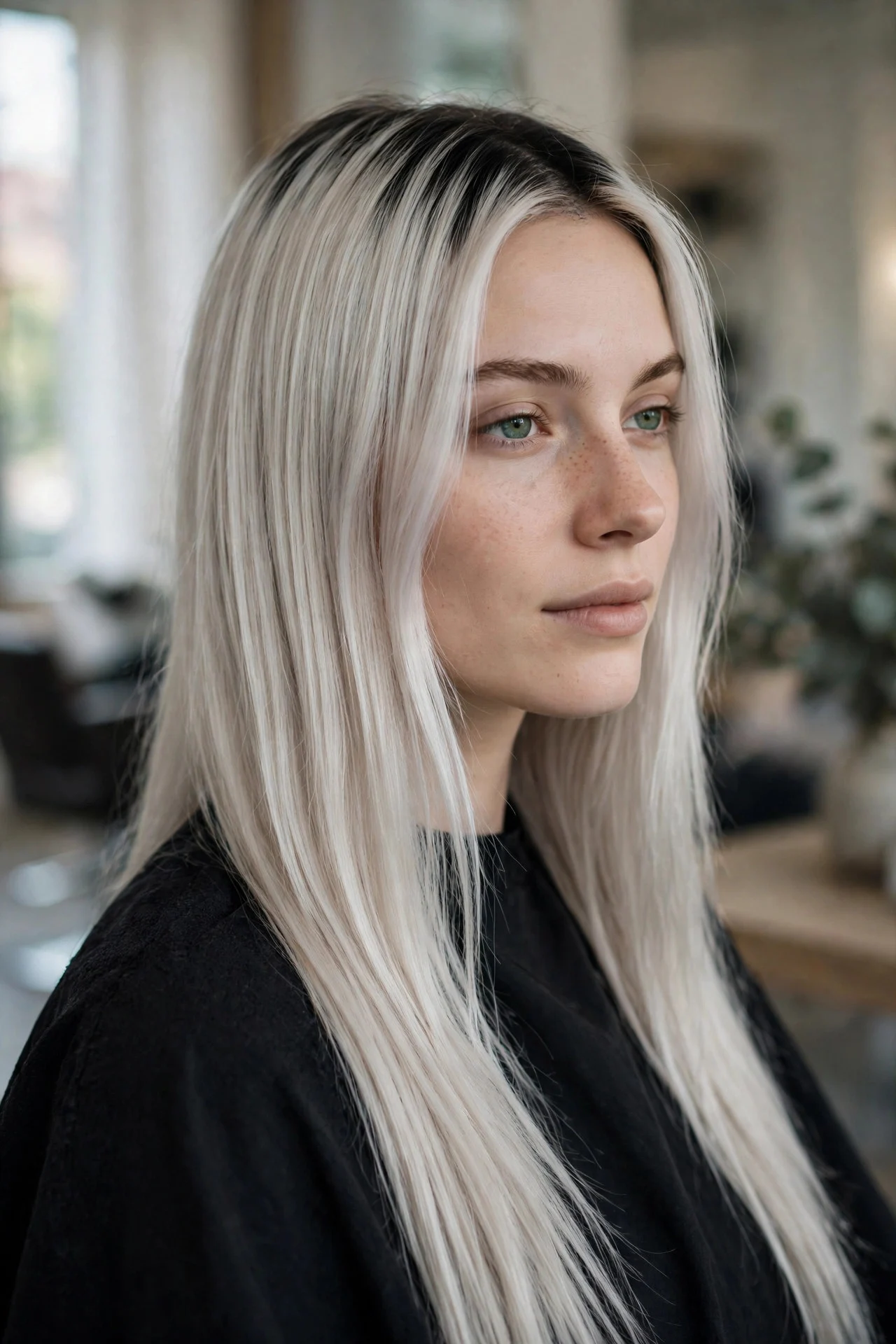 Icy Platinum With Shadow Root