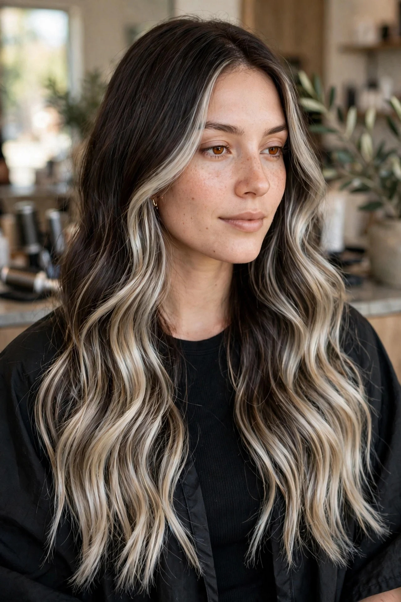 Platinum Balayage on Dark Base