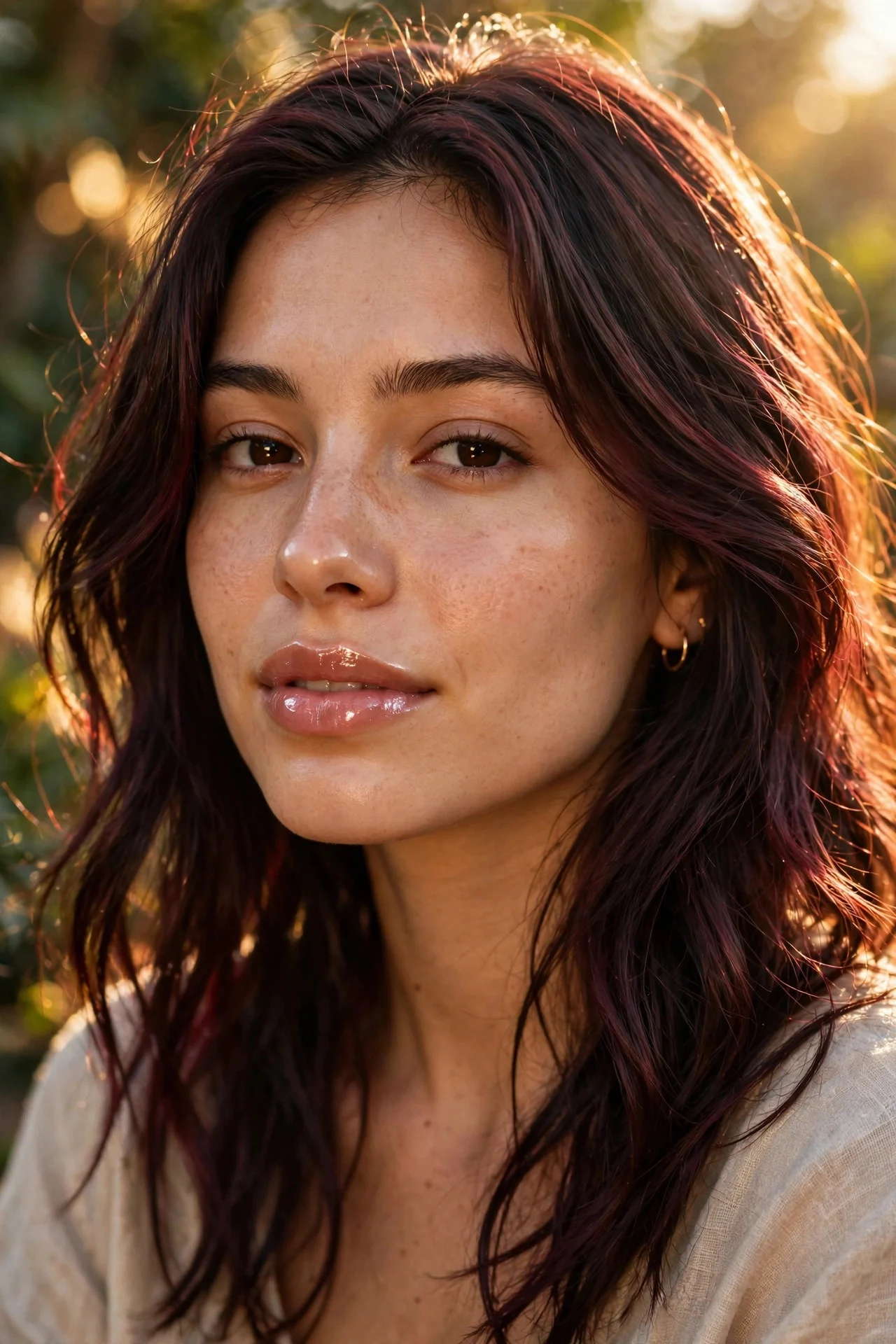 Subtle Burgundy Tint for Brunettes