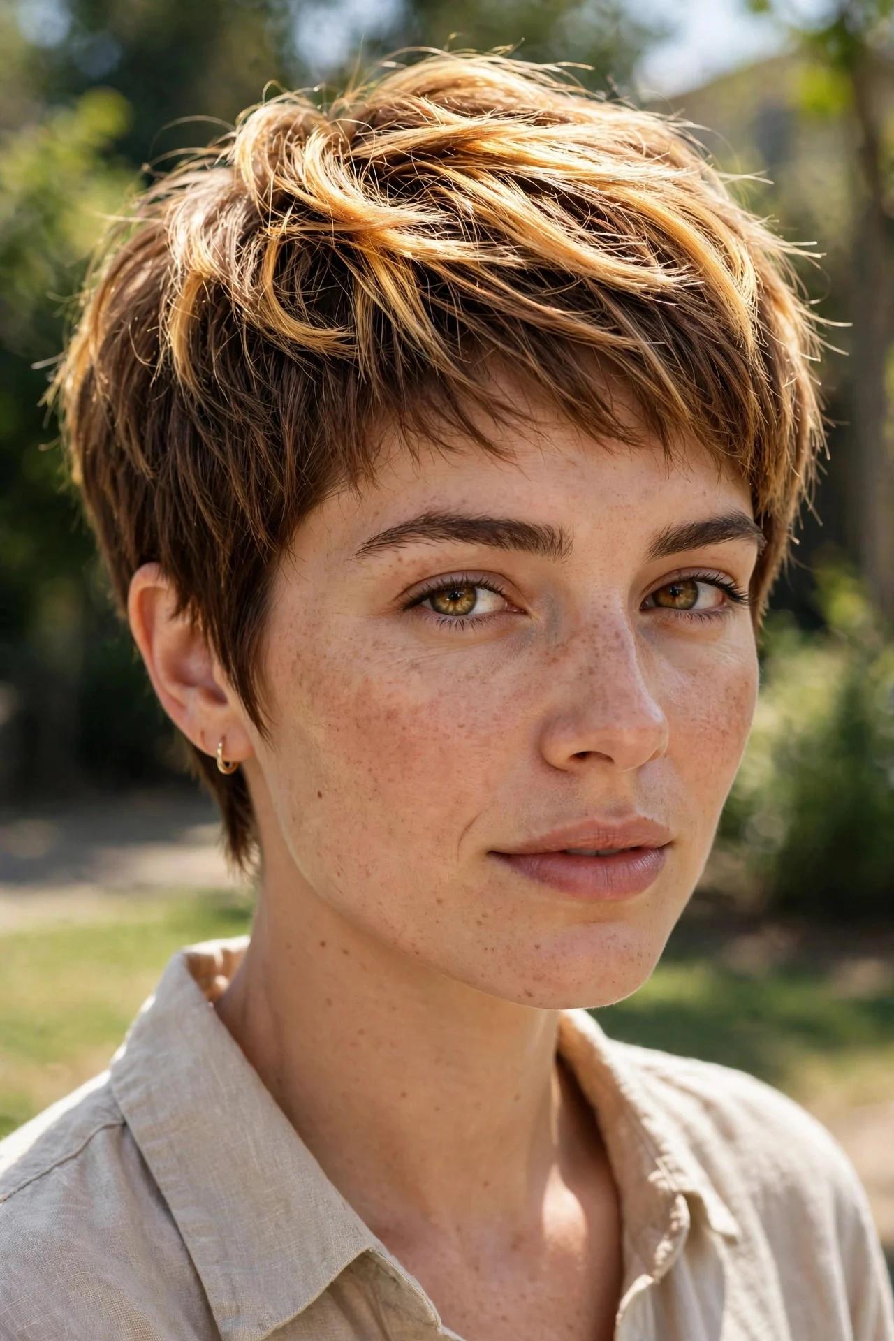 Toffee Balayage on a Short Pixie