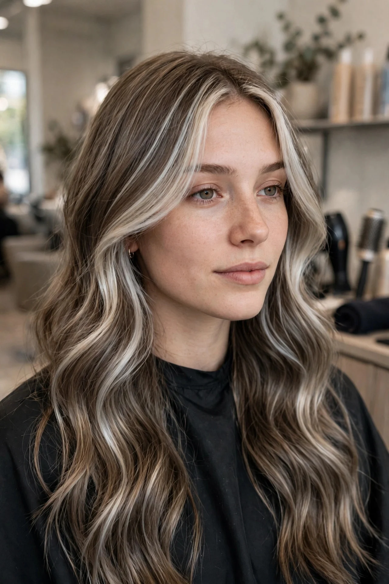 Ash Brown With Face-Framing Lights