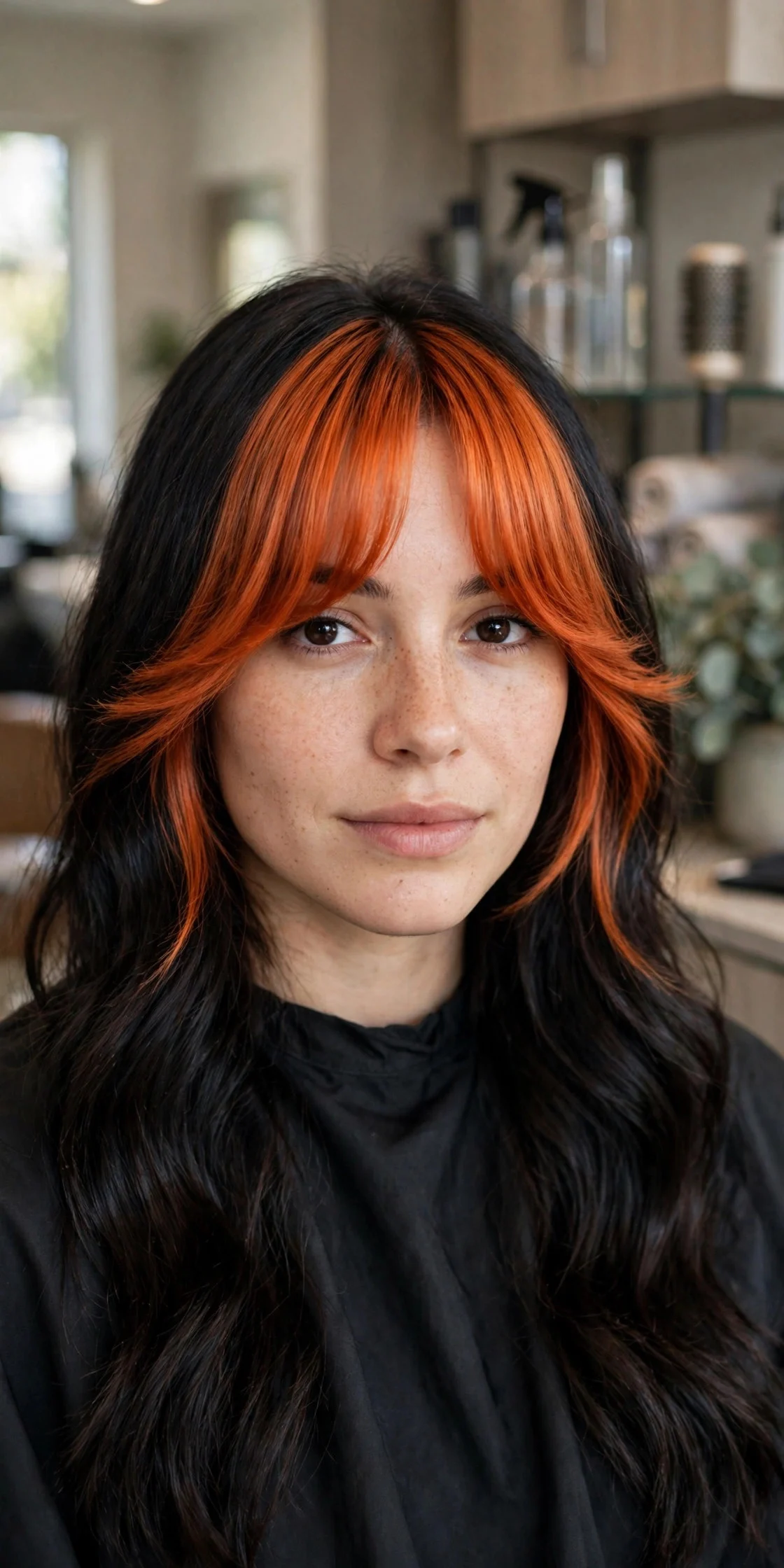 Color-Blocked Copper Bangs