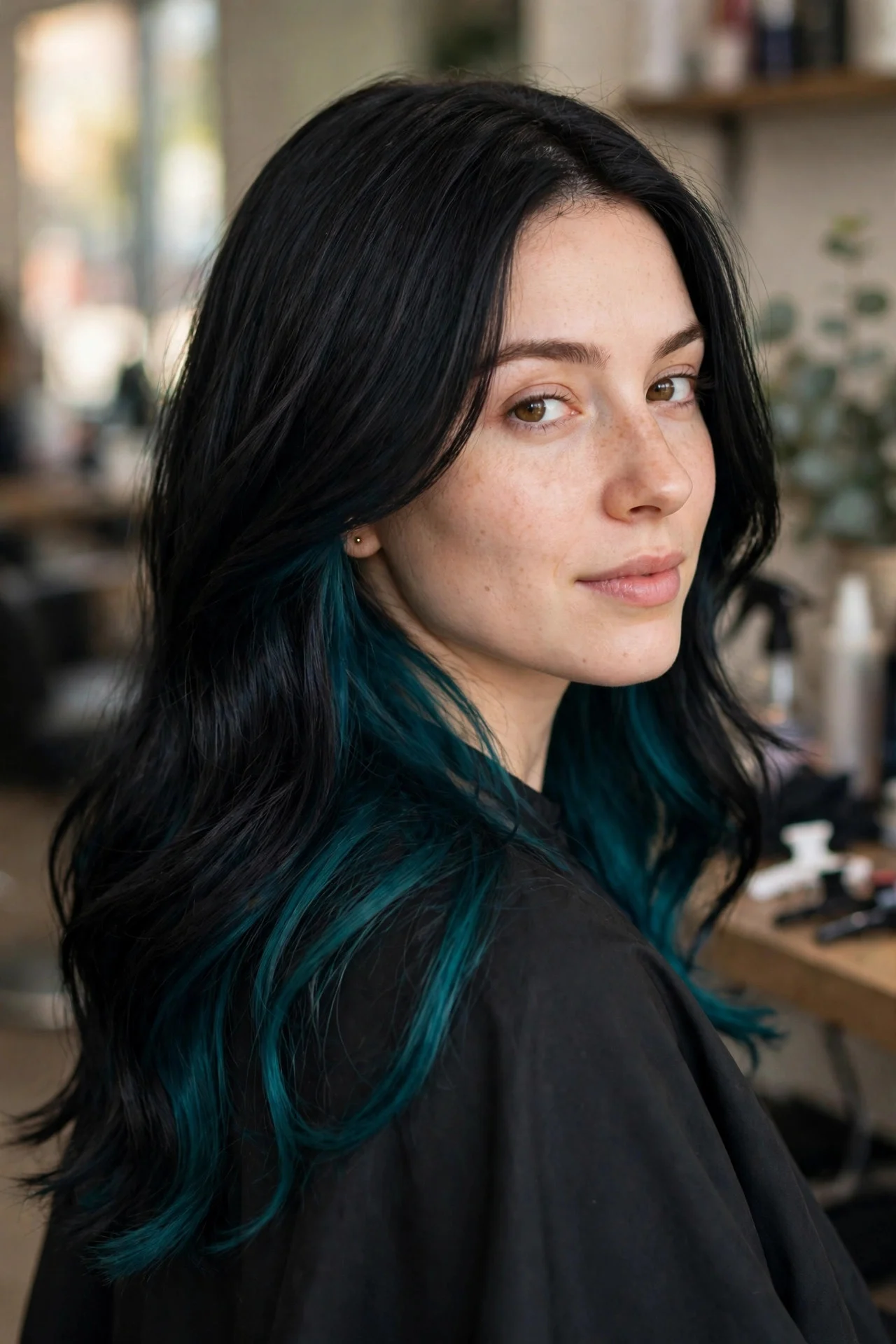 Teal Underlayer on Jet Black