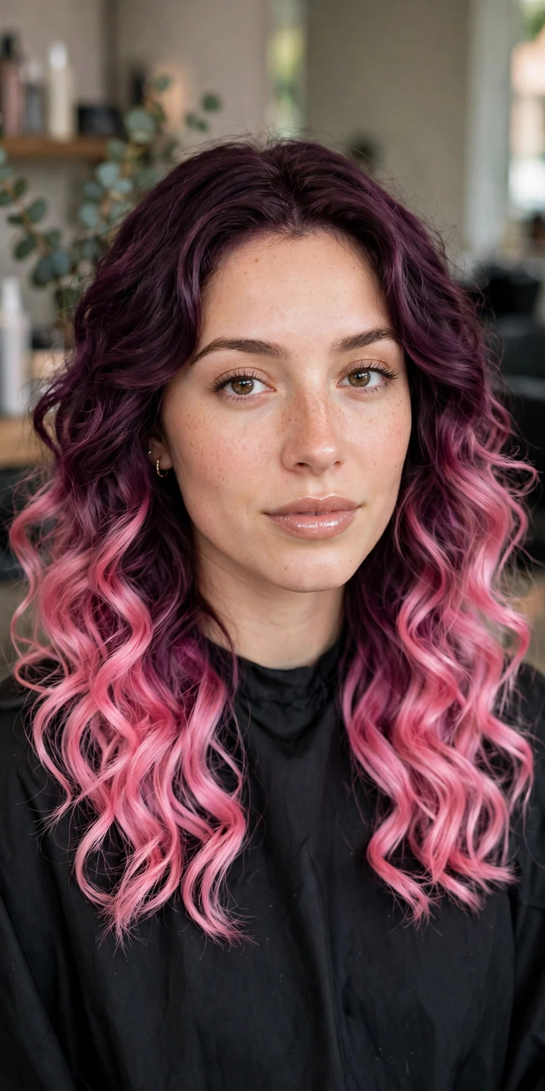 Plum-to-Pink Dip Dye Ends