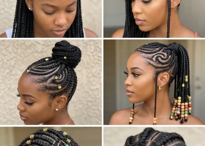 Swirl cornrows styles collage with creative braided patterns