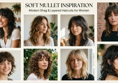 Soft mullet haircuts collage with modern wearable styles
